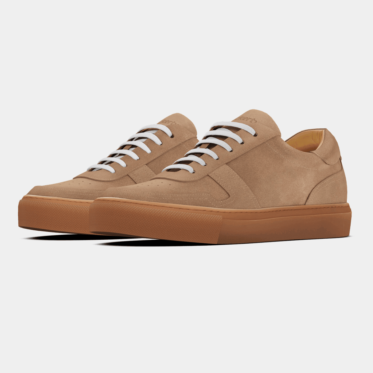Beige suede low-top Sneakers with caramel sole