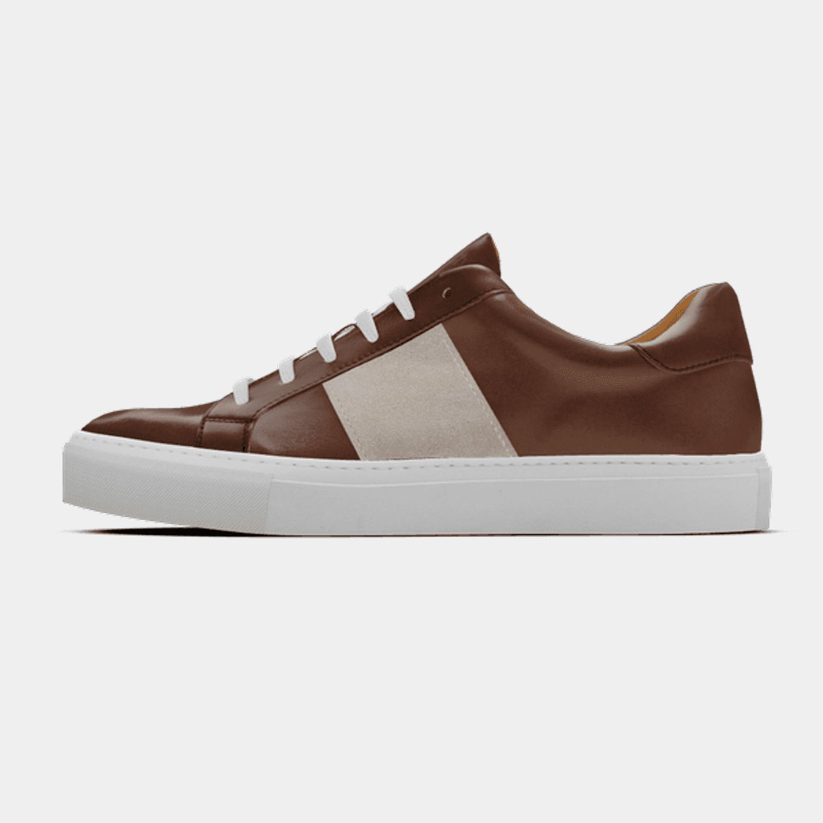 Brown & grey leather and suede Sneakers with contrast side band
