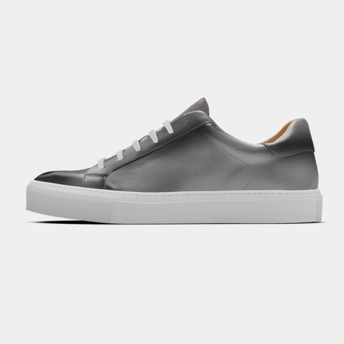 Grey Chunky Sole Leather Sneakers main image 0