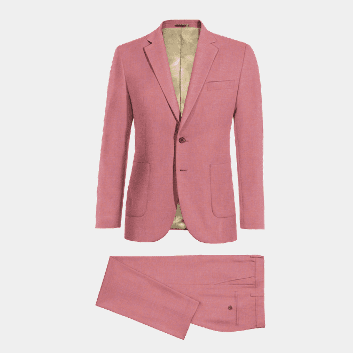 Blush pink lightweight linen slim fit Suit with patched pockets