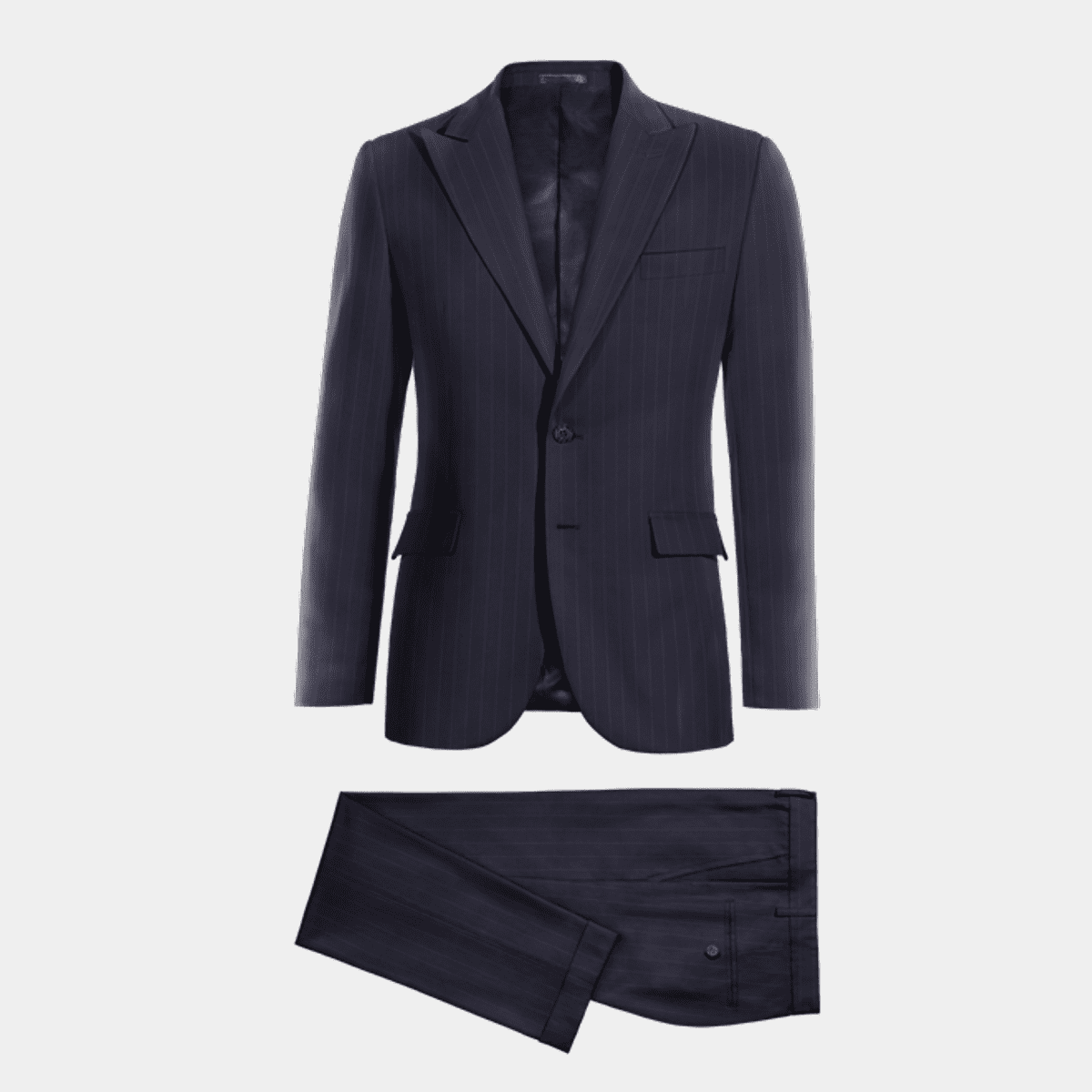 Costume Gris Rayures Bleues Odermark - Taille 44 Poitrine, Deux Pantalons, Occasion Très Bon état
