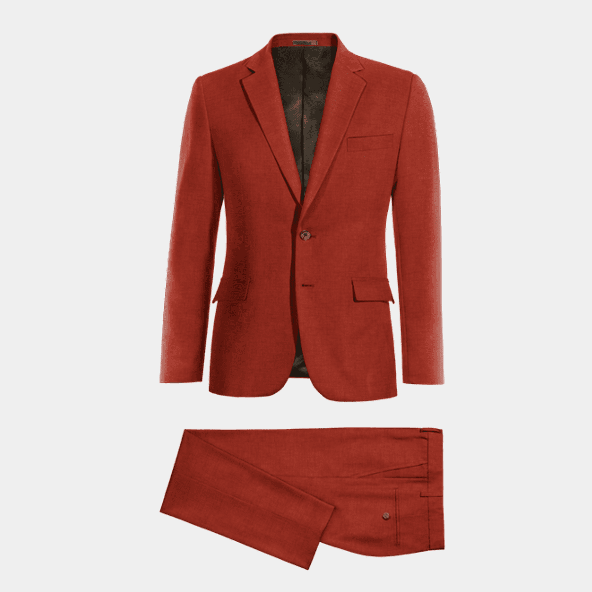 Traje rojo intenso de lino slim fit