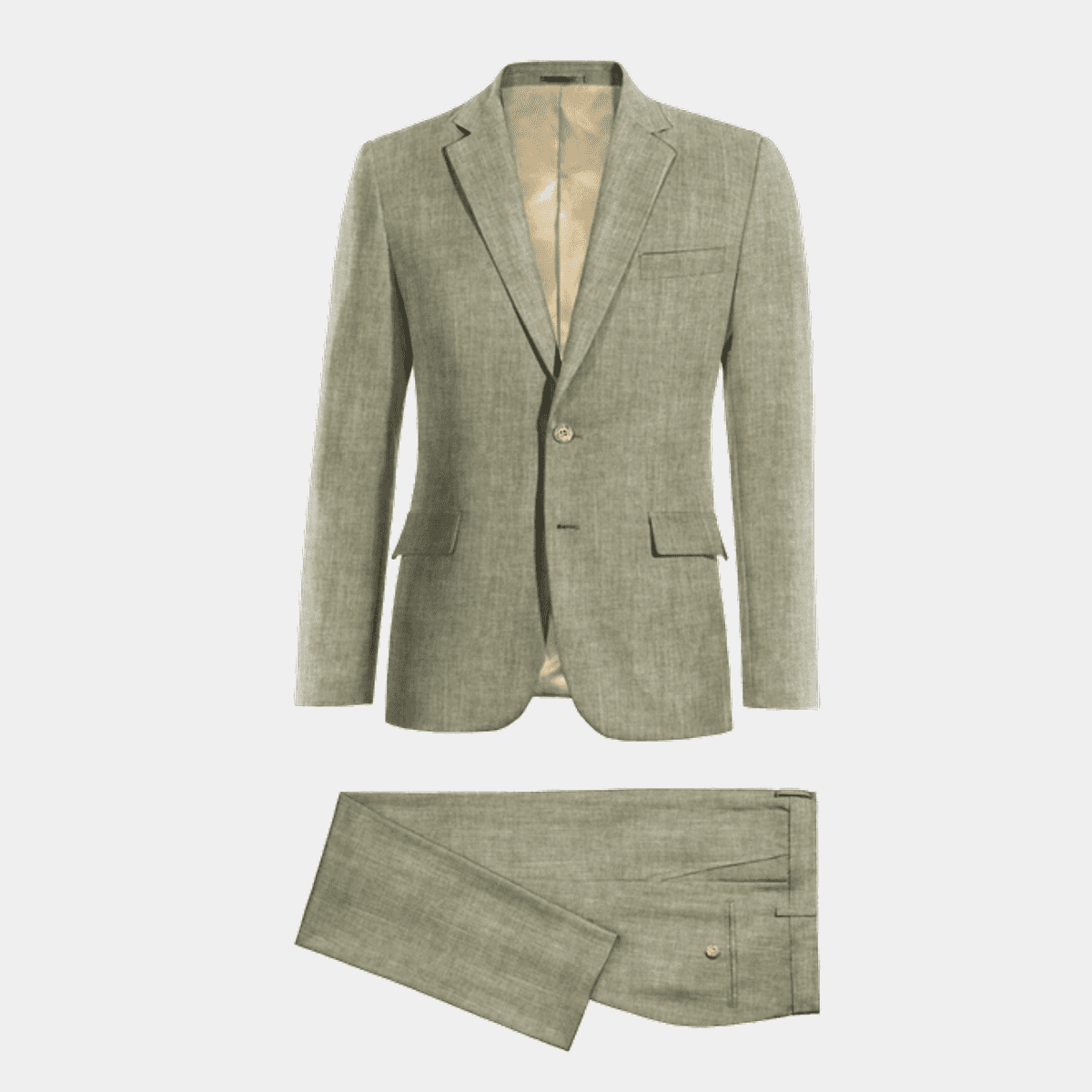 Sage green herringbone linencotton Suit — free download