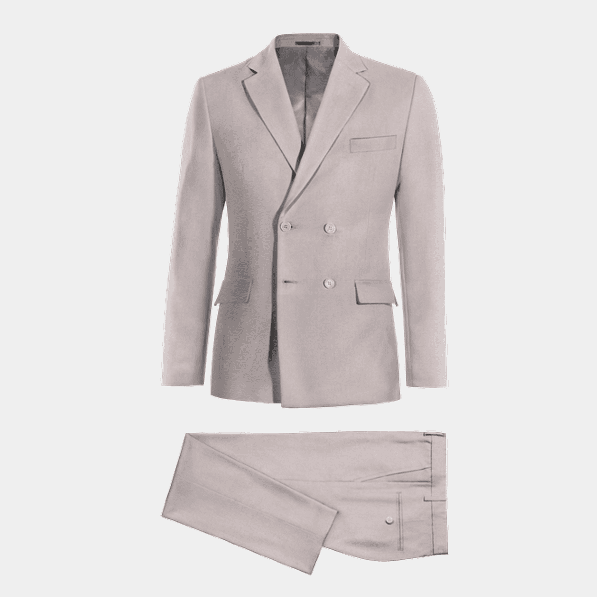 Light grey 4 buttons double-breasted year-round Suit