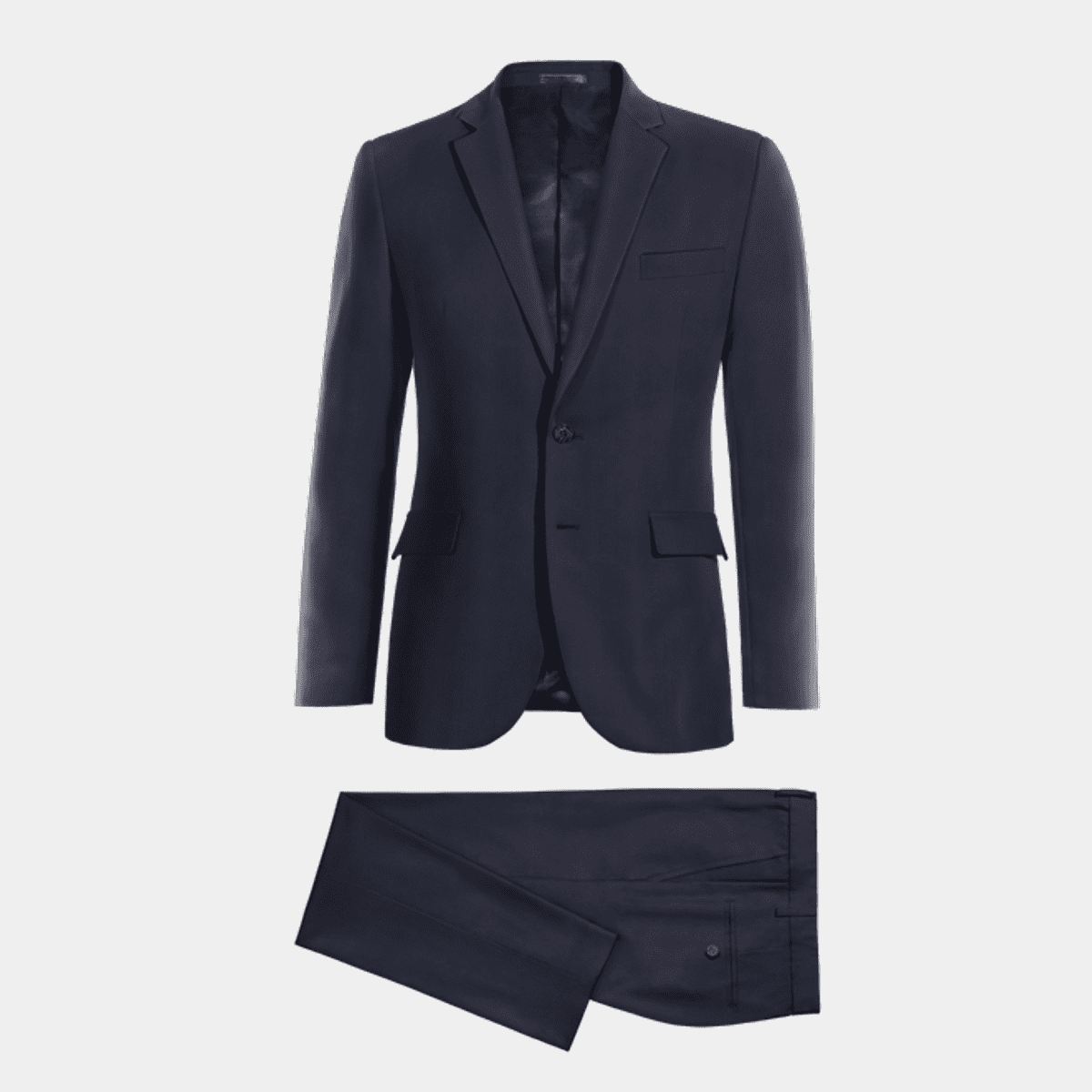 Traje elástico azul desvaído de lana merino | Hockerty