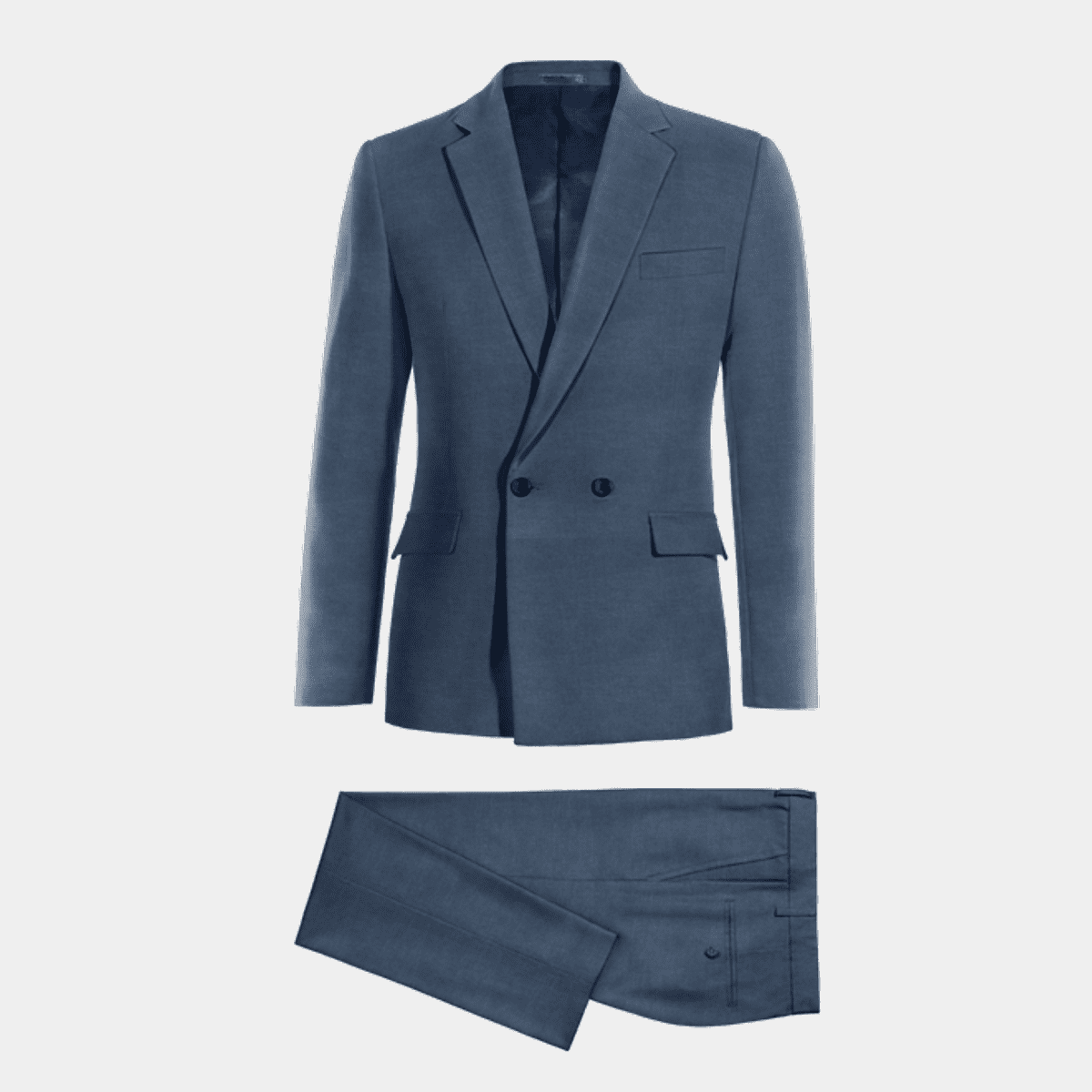 Navy Blue linen 2 buttons double-breasted Suit £239 | Hockerty
