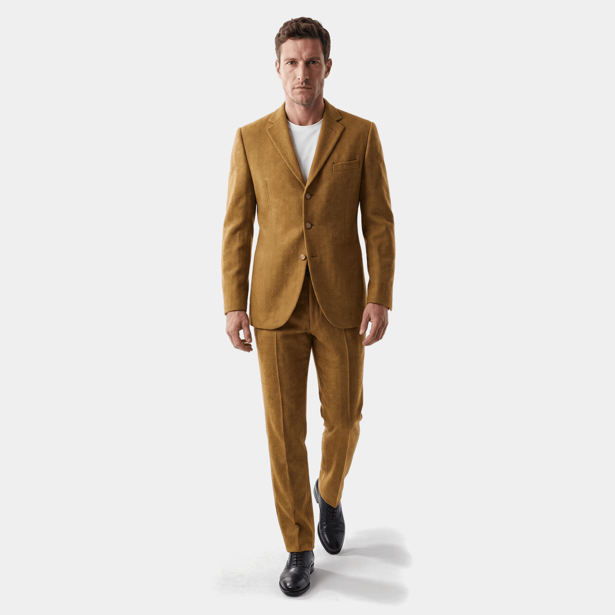 Mustard herringbone tweed Suit | Hockerty