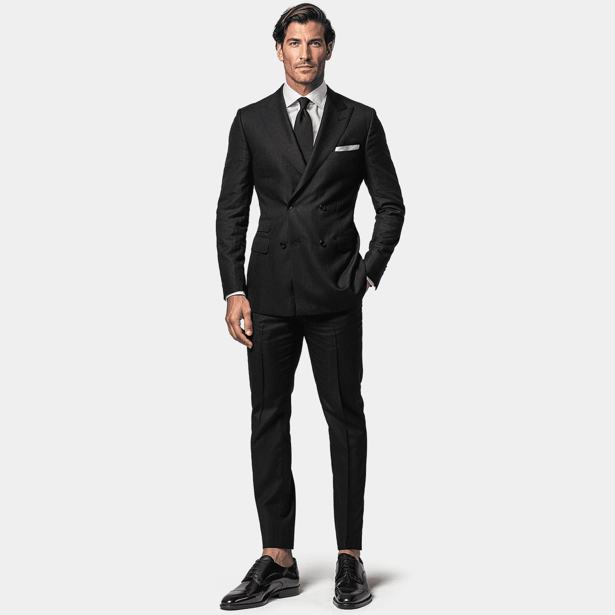 Single Breasted Poplin Dacron Suit (Black) 2PP main image 0