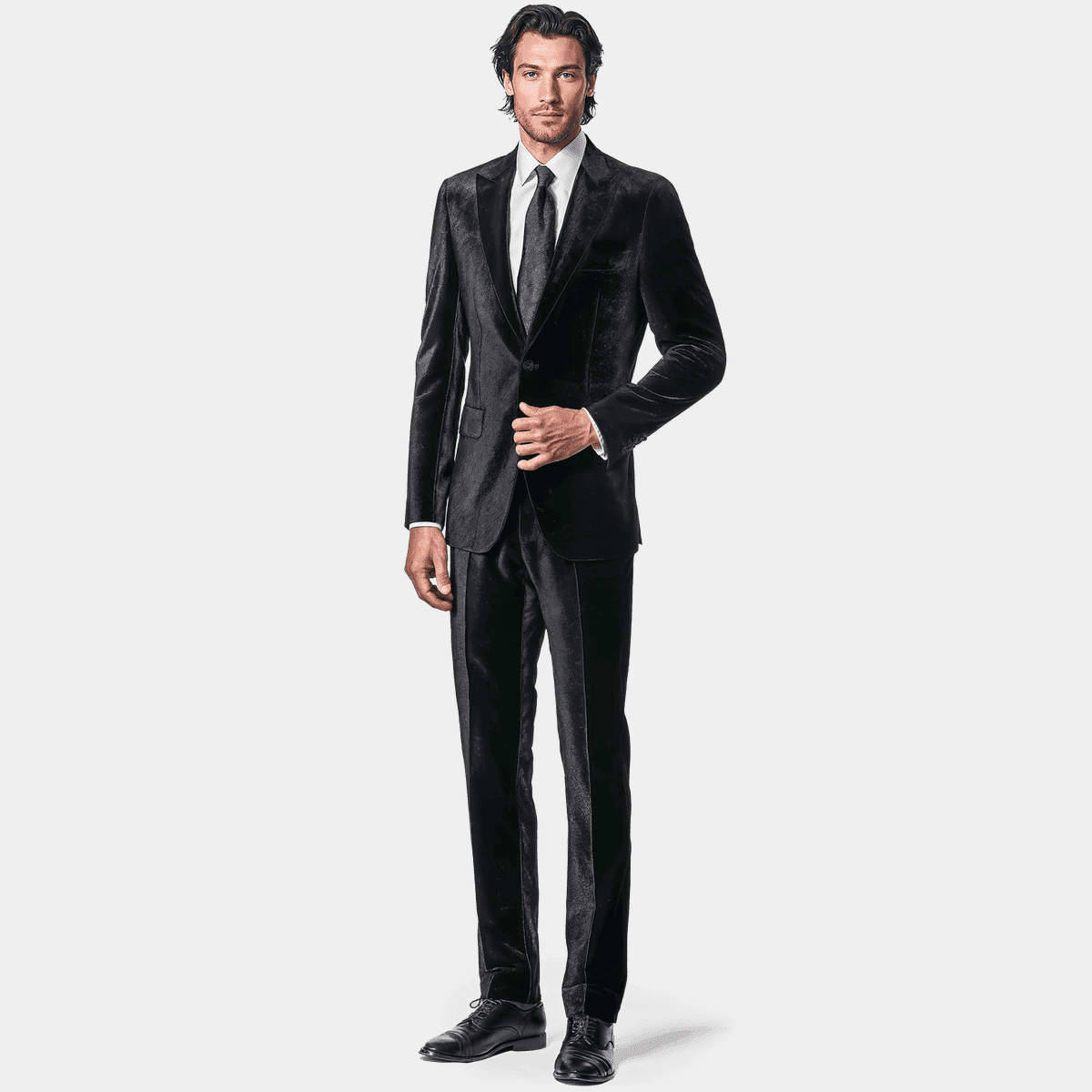 Smoking Uomo Da Matrimonio In Velluto Nero | Abito Da Gala - Ottavio Nuccio Gala - Foto 8