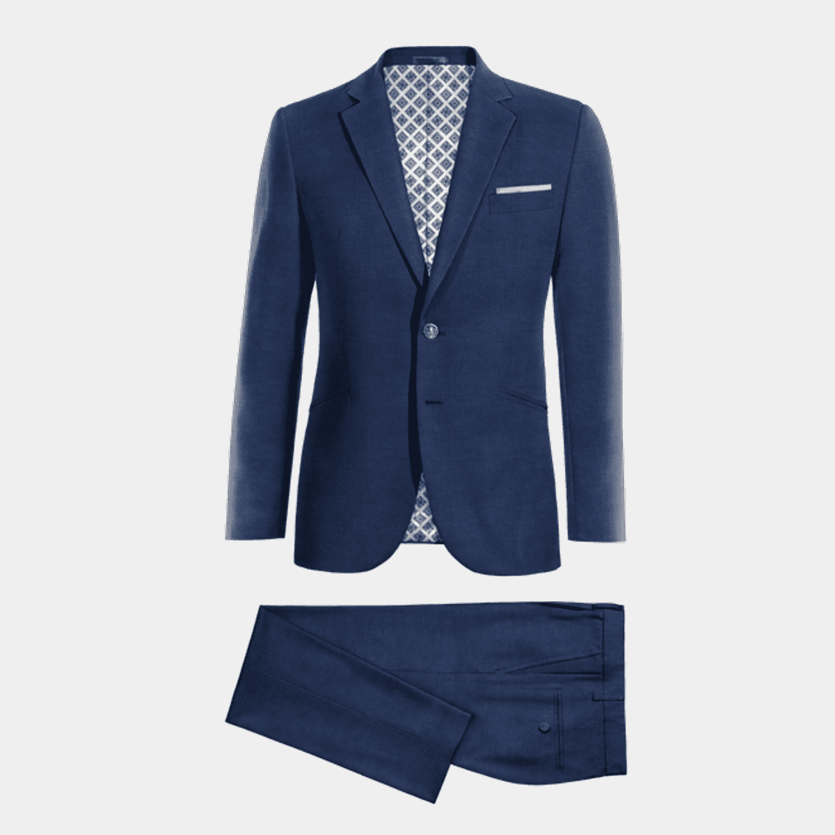 Navy blue linen slim fit Suit with handkerchief