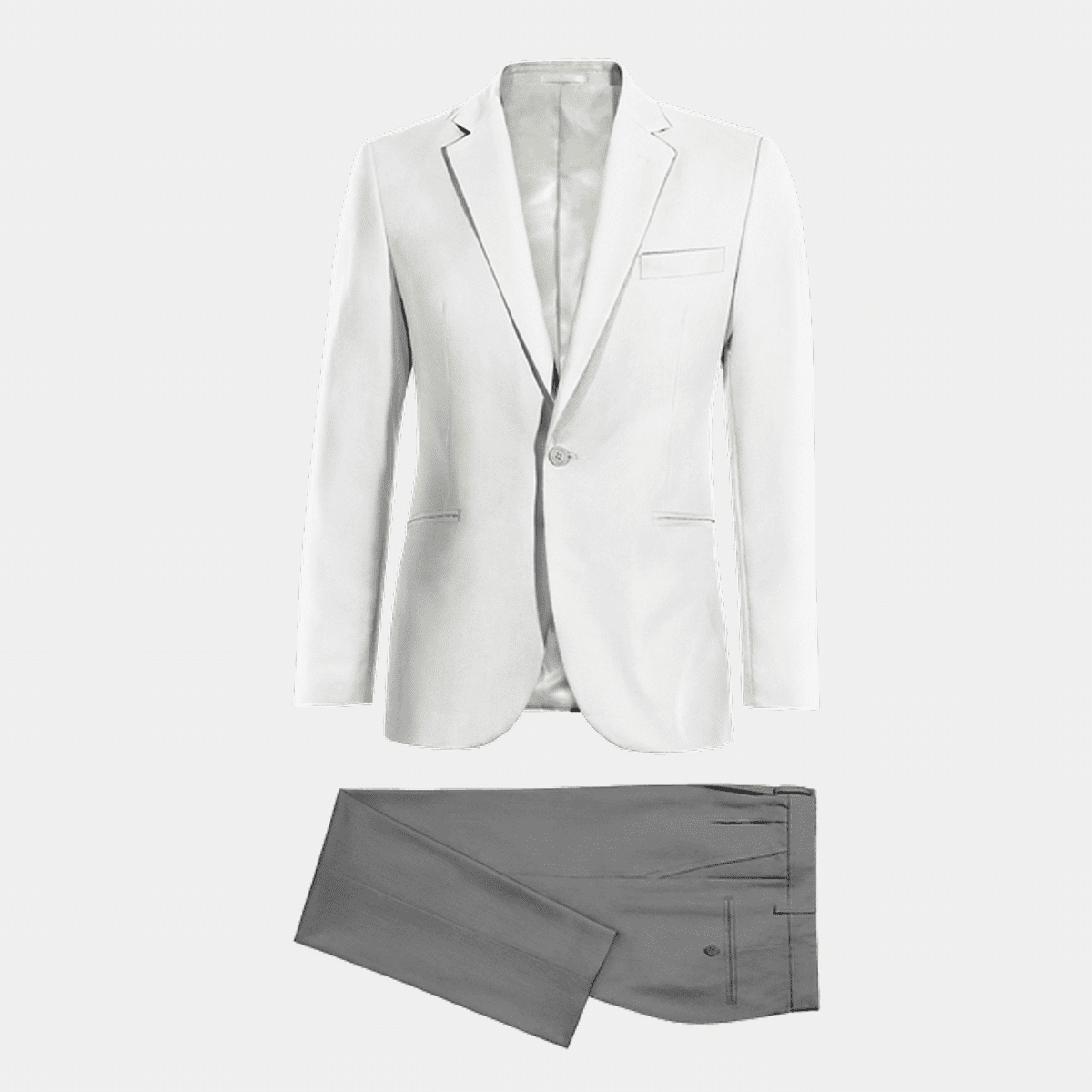 2 Button Men's  Jacket White Linen Suit - Mens Linen Suit