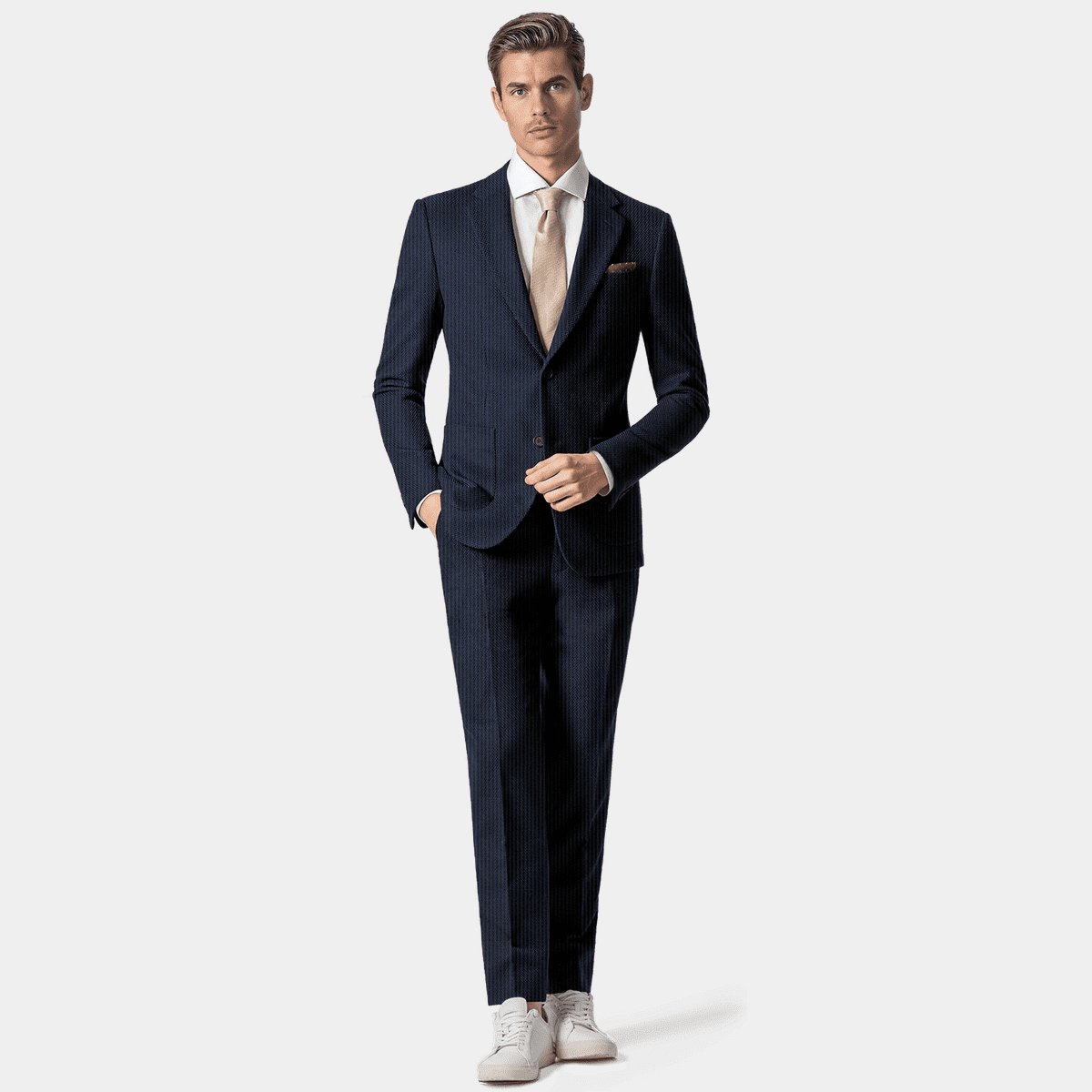 Men’s Dark Navy Seersucker Summer Suit - %100 Cotton | 38R main image 1