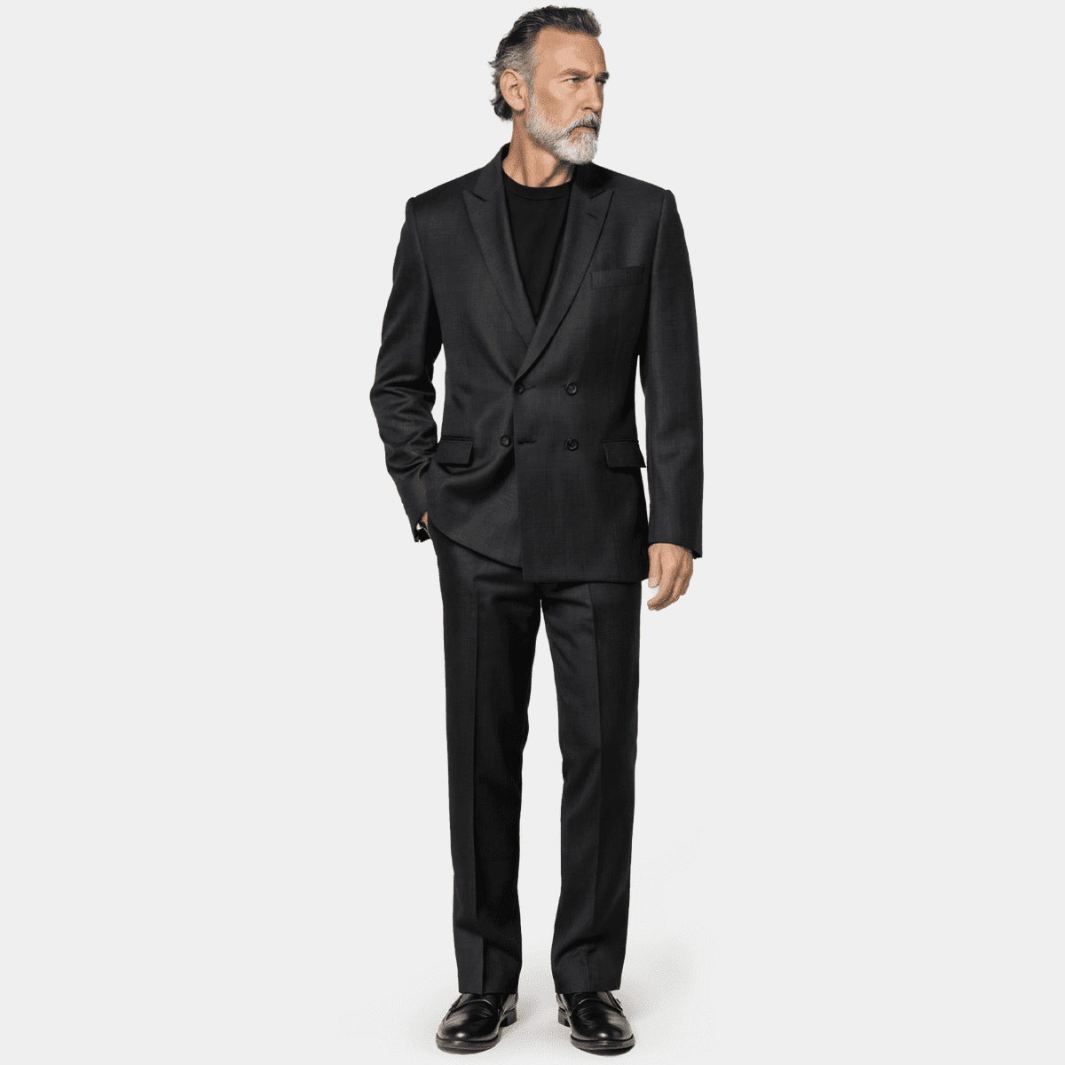 Single Breasted Poplin Dacron Suit (Black) 2PP