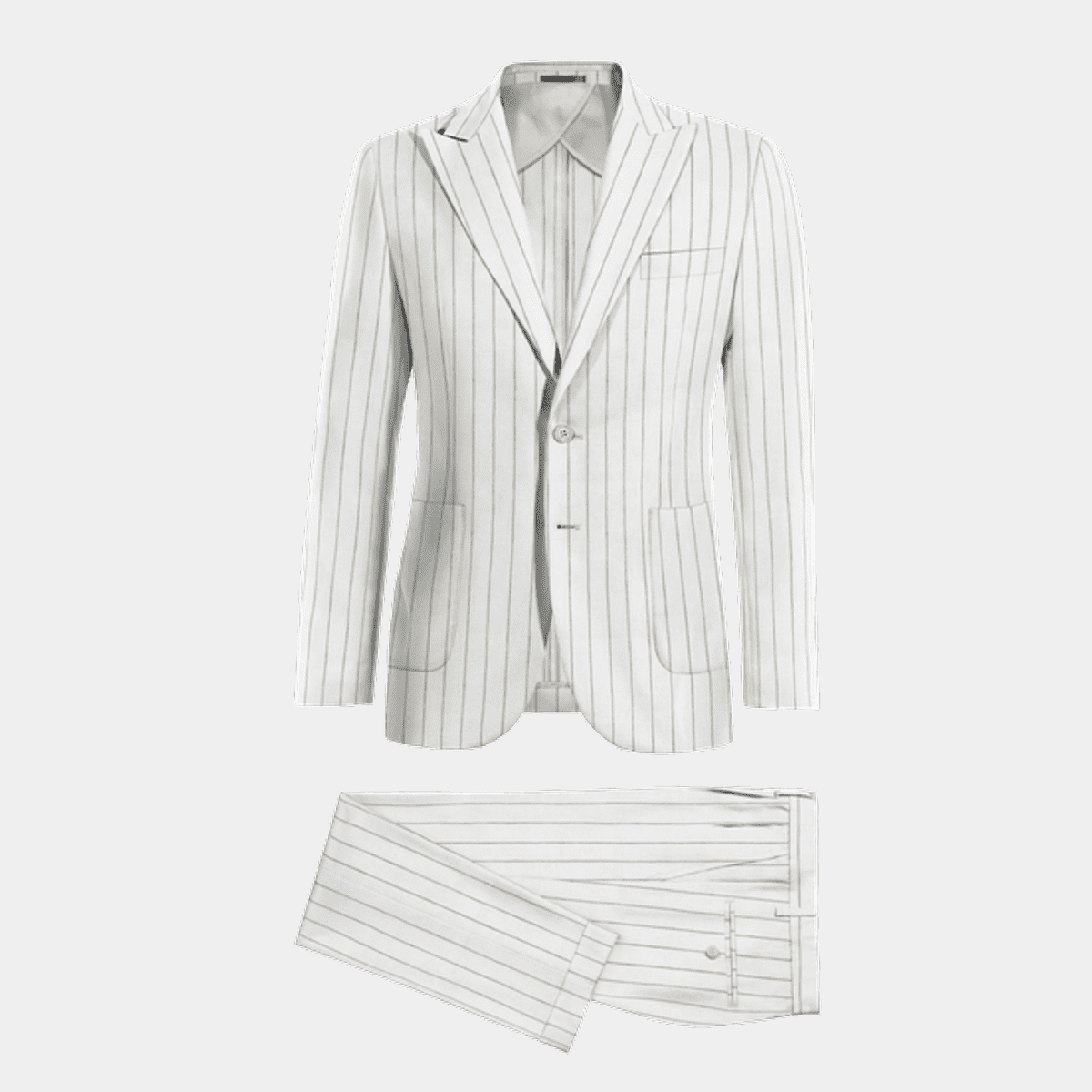 All white striped unlined lightweight linen Suit