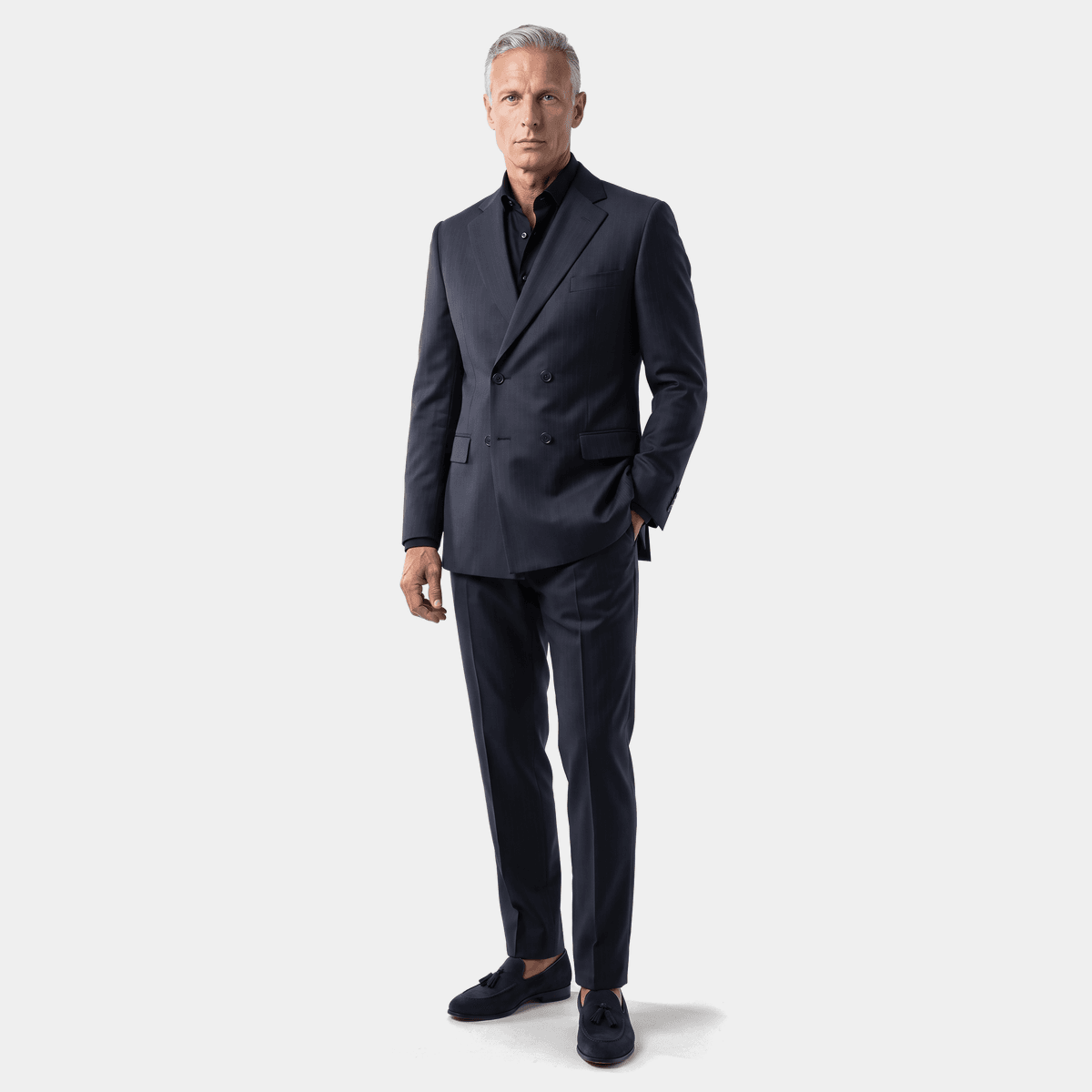 Vitale Barberis Canonico navy blue pinstripe stretch Pure wool