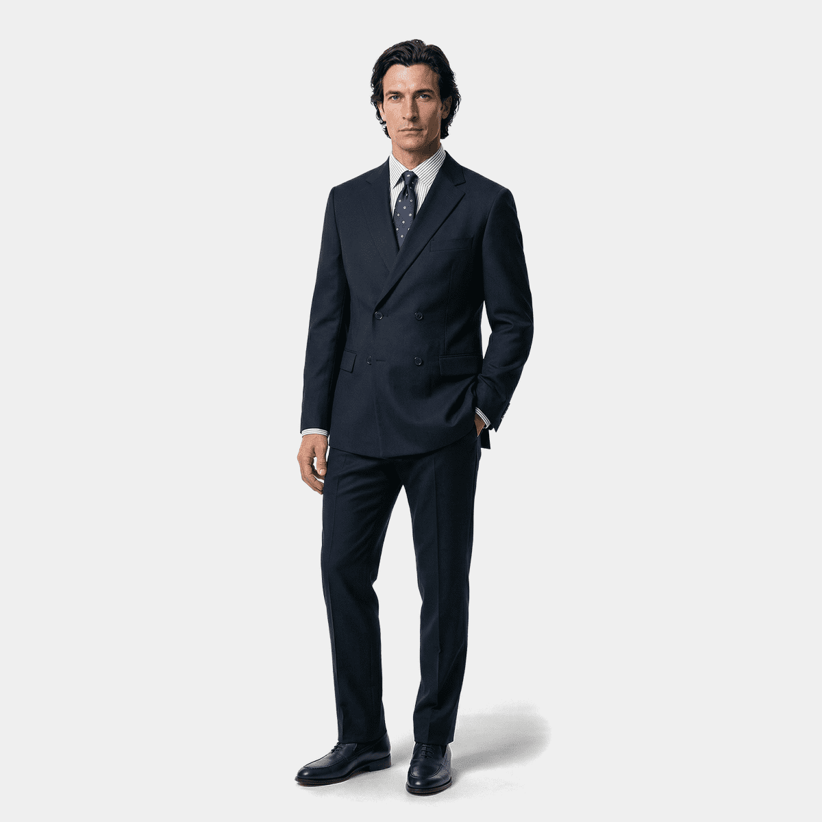 【新品】　CERRUTI 1881 セットアップ　スーツ　濃紺　ダブル Cerruti 1881 dark blue stretch Pure wool double-breasted Suit