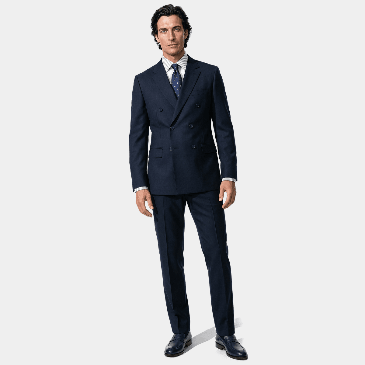 CERRUTI ネイビー スーツセット Cerruti 1881 dark blue stretch Pure wool double-breasted Suit