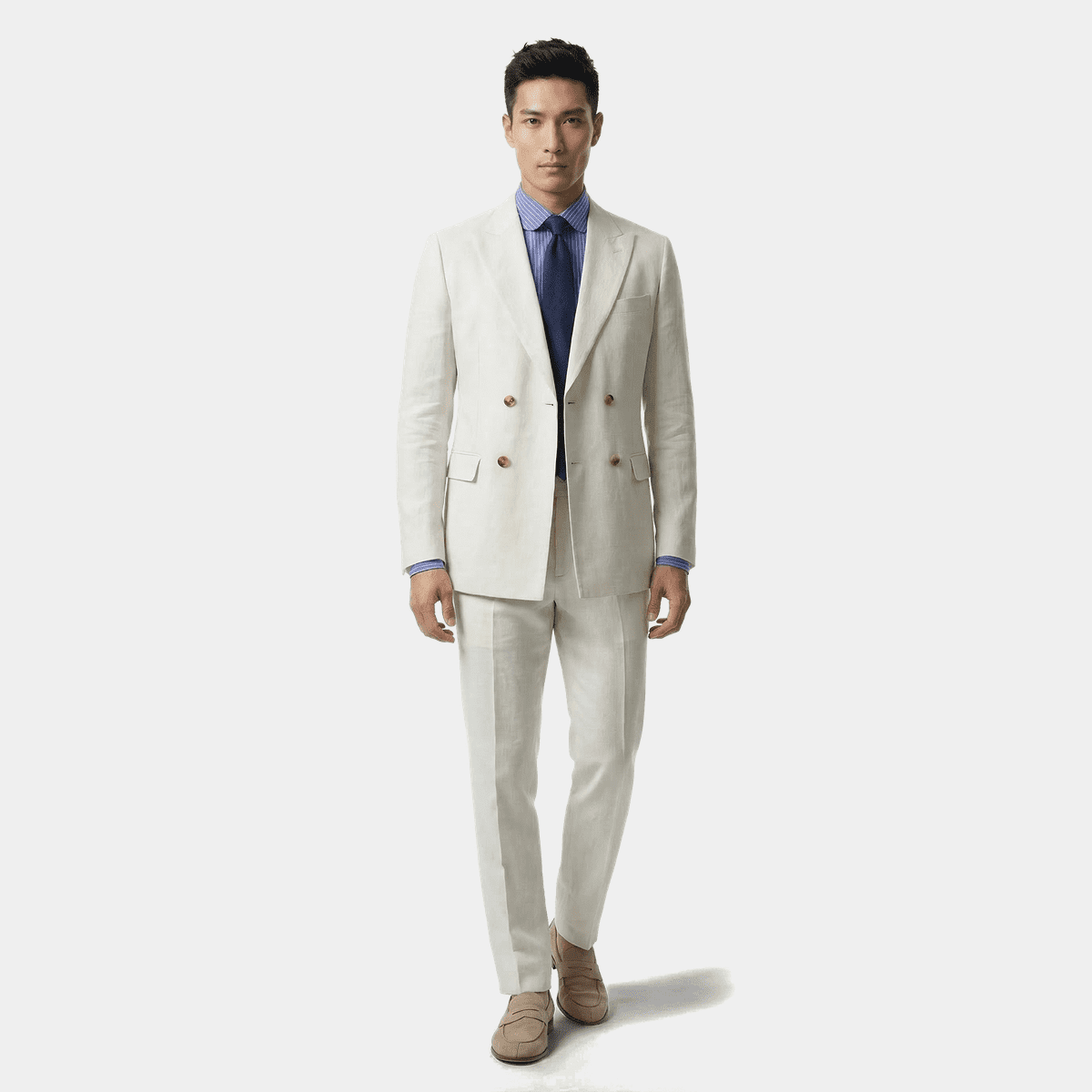 Offset Suits Off-white linen-cotton double-breasted Suit