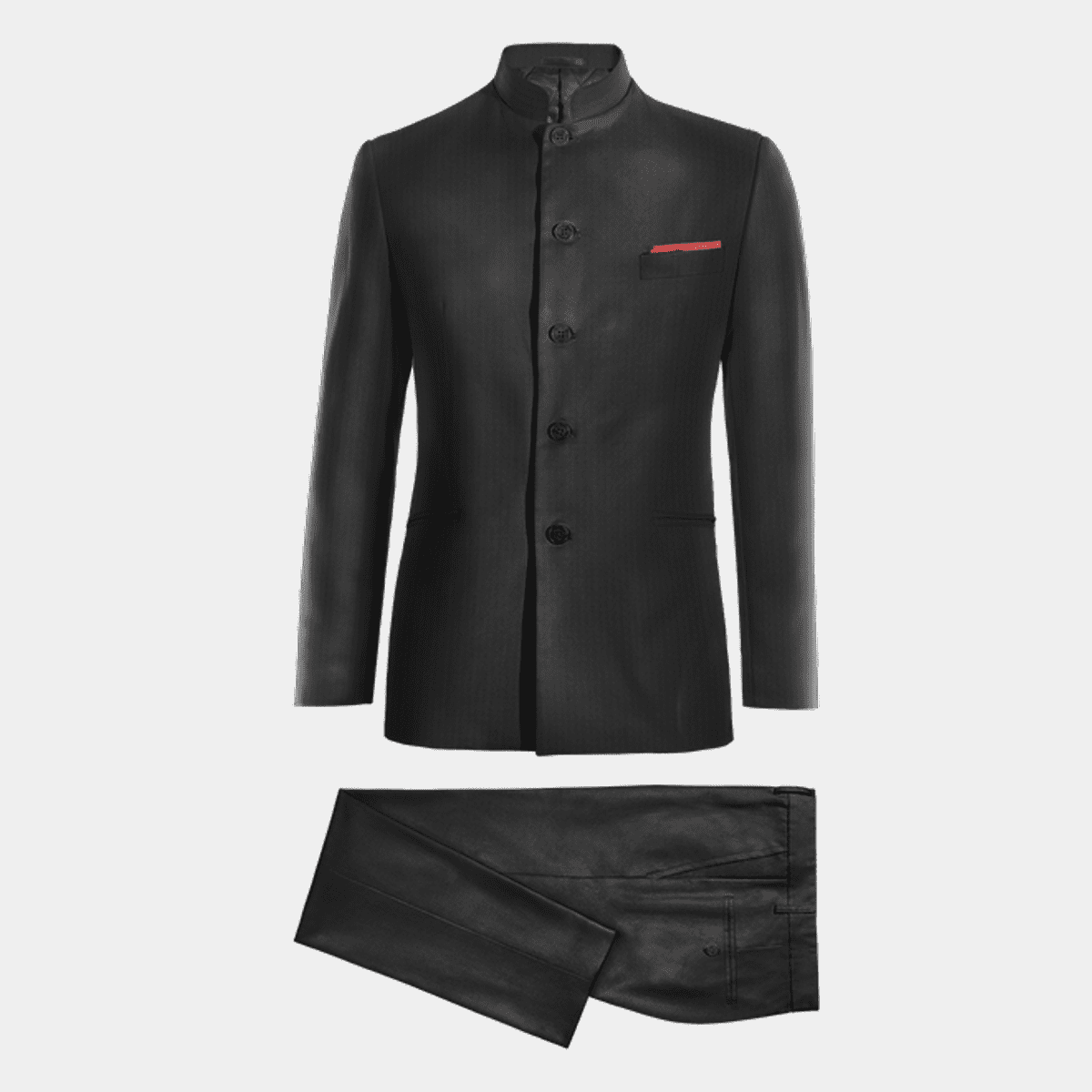 Black super 100s mandarin collar Suit