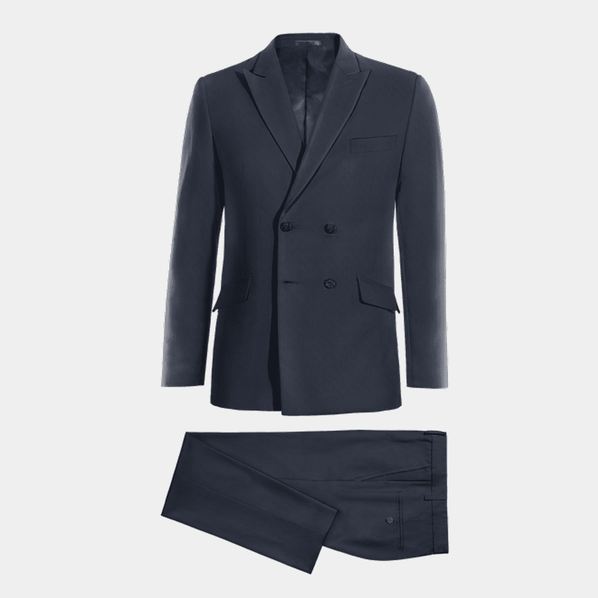 Navy blue super 100s four buttons double-breasted Suit