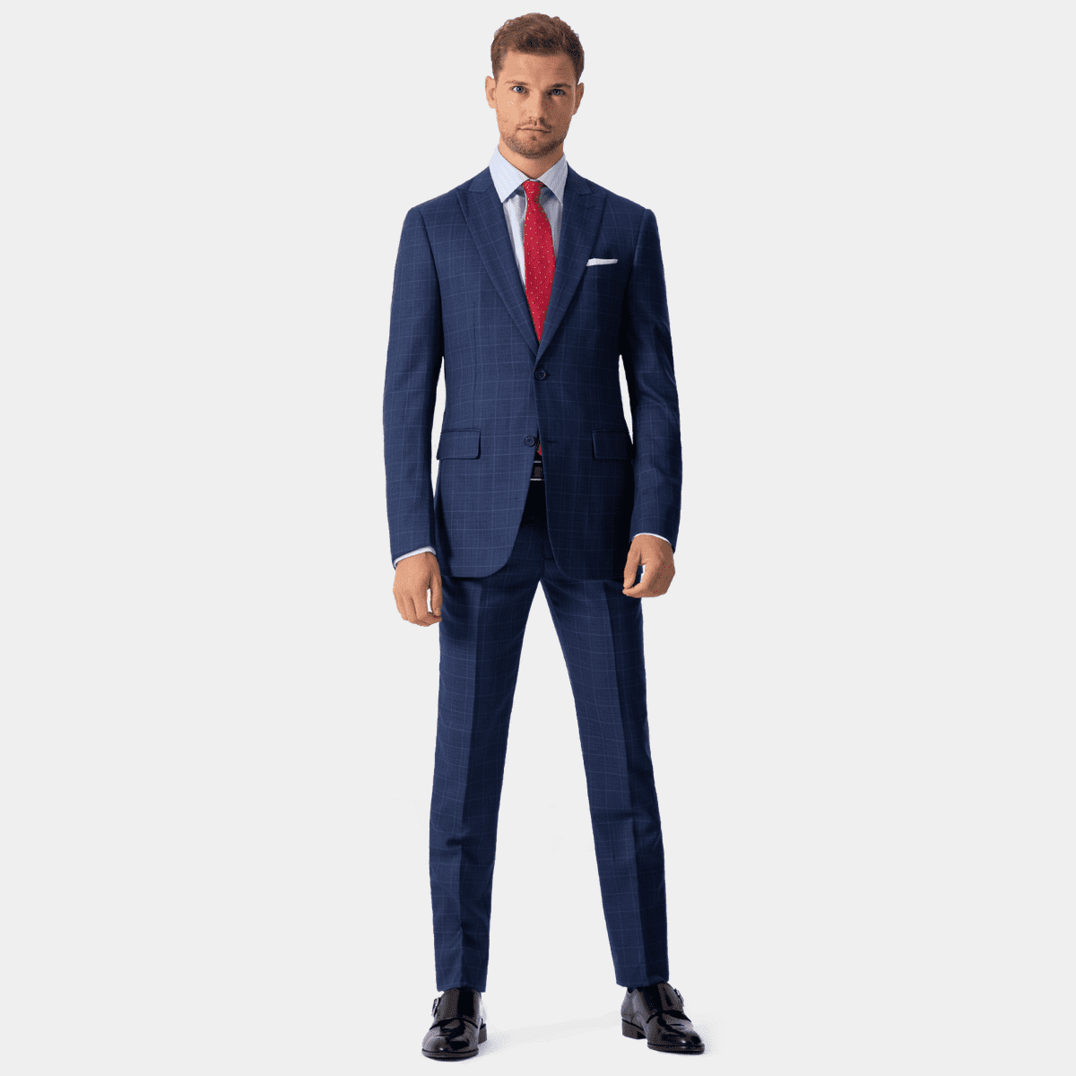 WSS Checked Light Blue Men Suit  - Broken Arrow