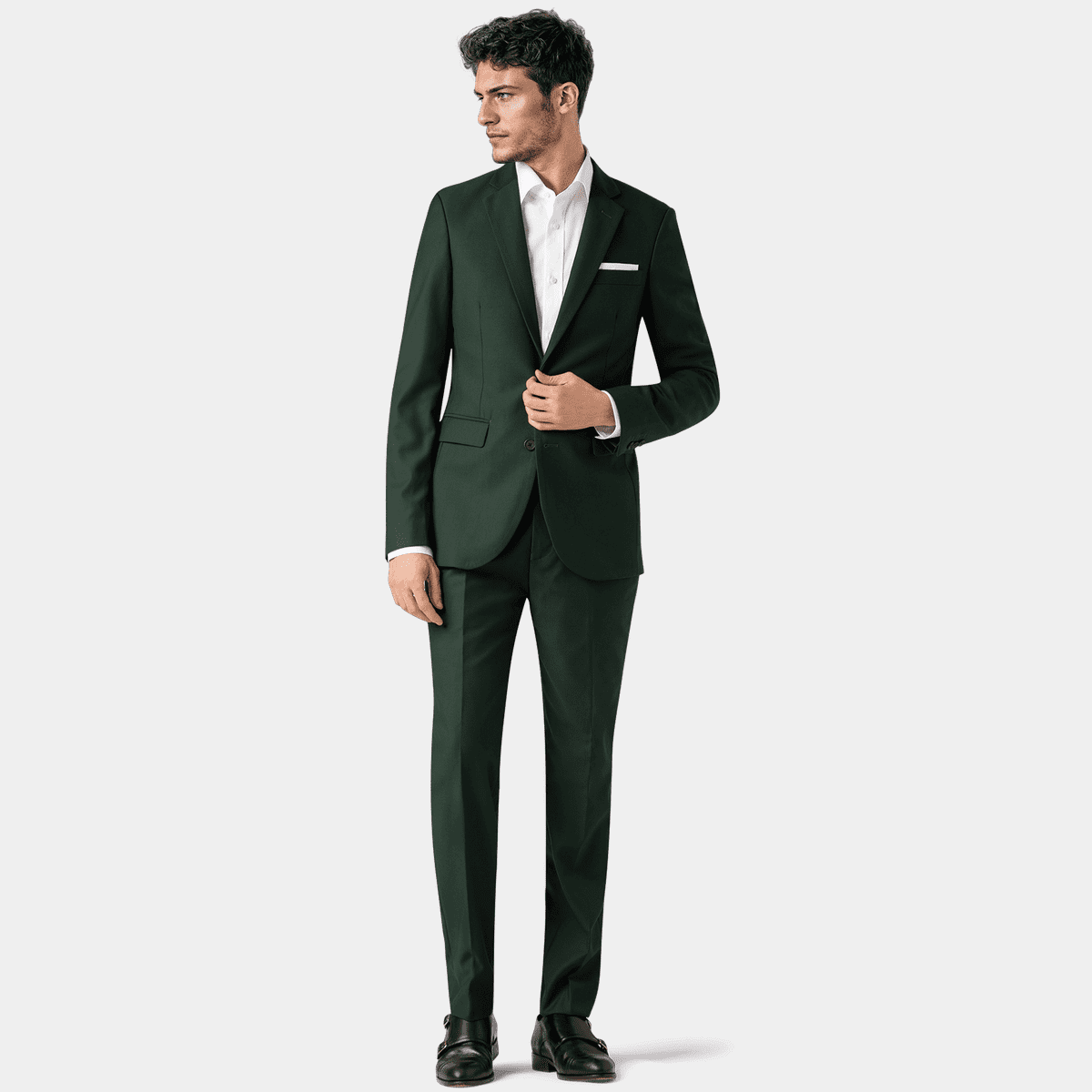 green emerald velvet dress Men's Bottle Green Herringbone Tweed Suit by StudioSuits