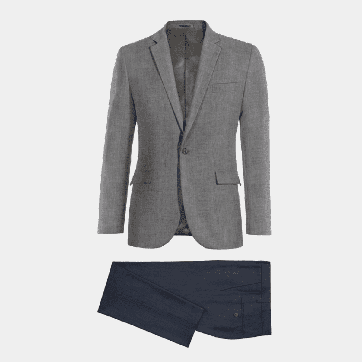 alcanzar Comprometido presente Blazer gris con Pantalón azul de Lino | Hockerty