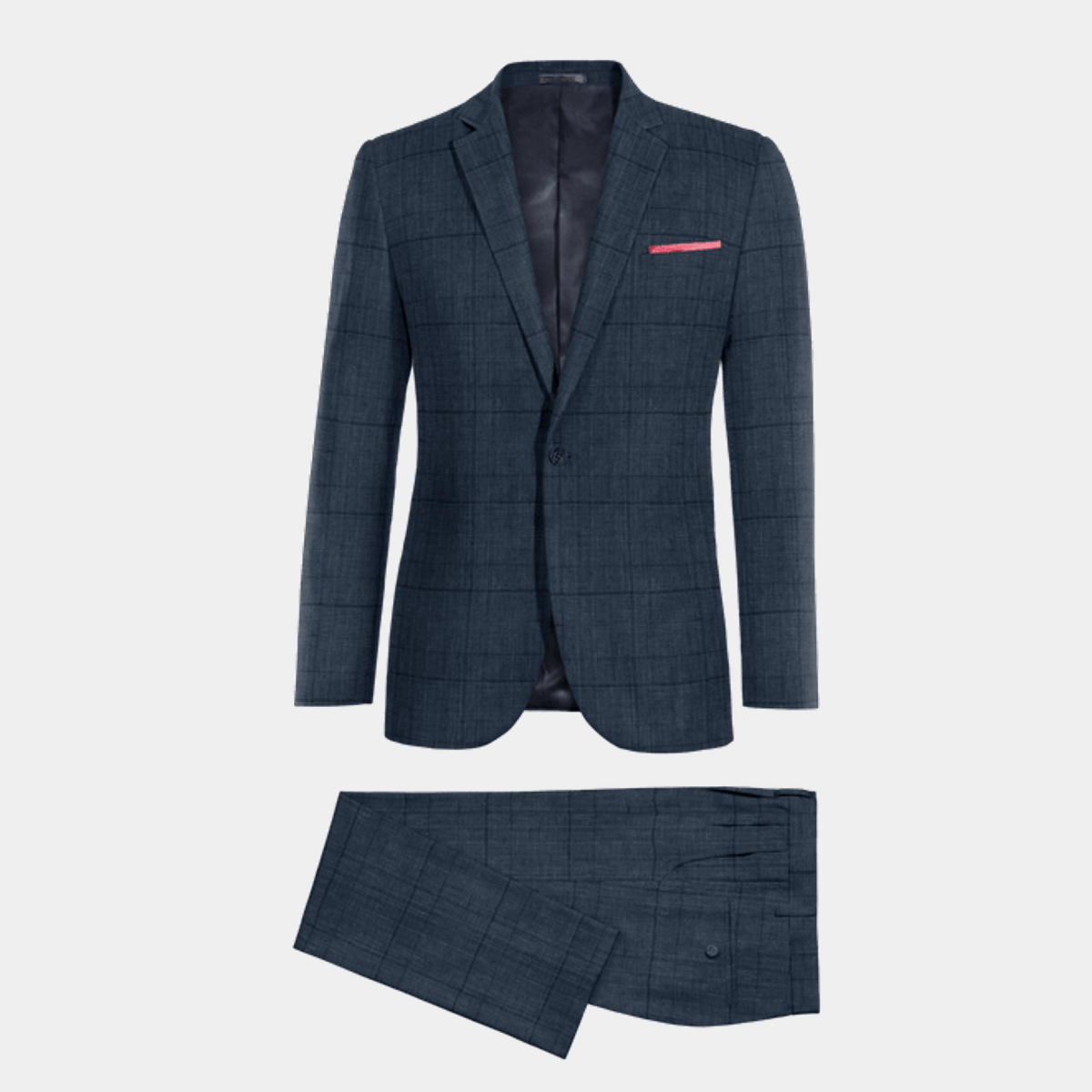 Blue Cotton-Linen Wedding Suit