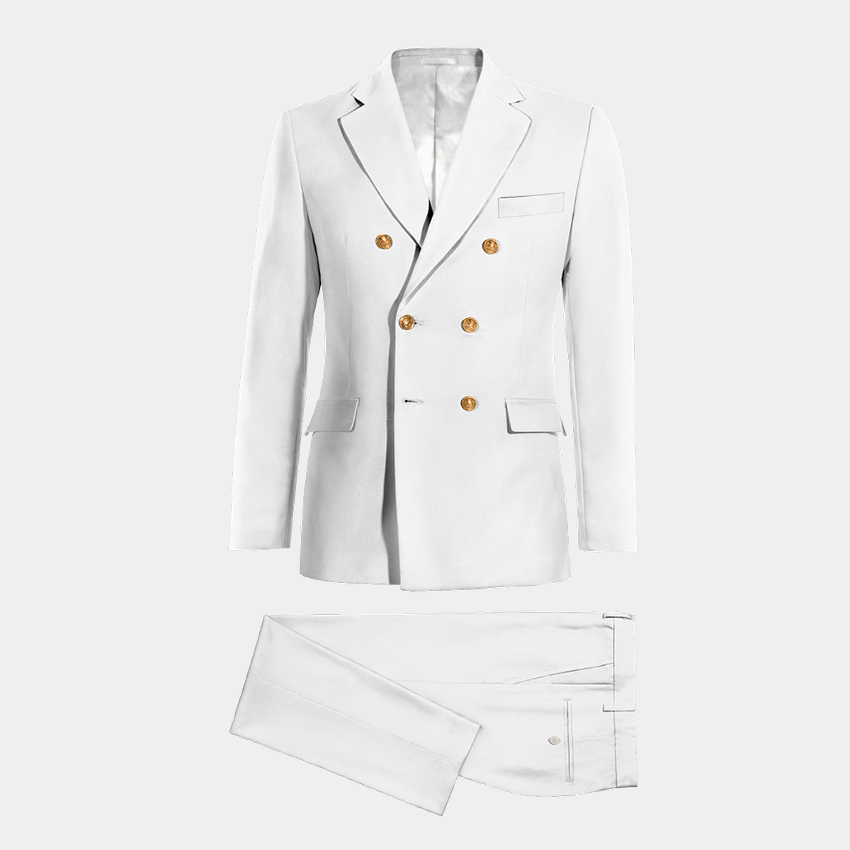 White linen 6 buttons double-breasted wide lapel Suit $277 | Hockerty