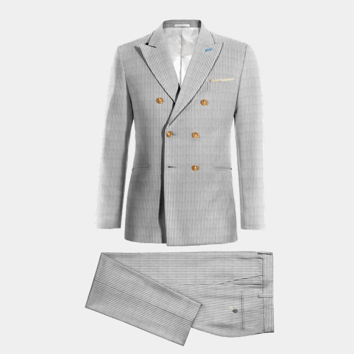 Seersucker Suit - Summer Suit - Cotton Suit - Light Gray