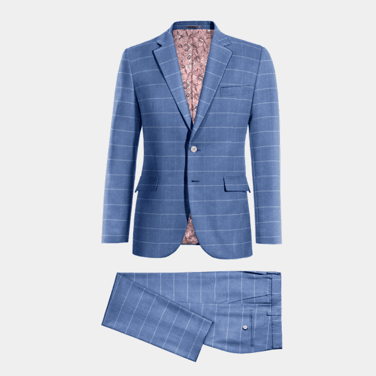 Blue Cotton-Linen Wedding Suit