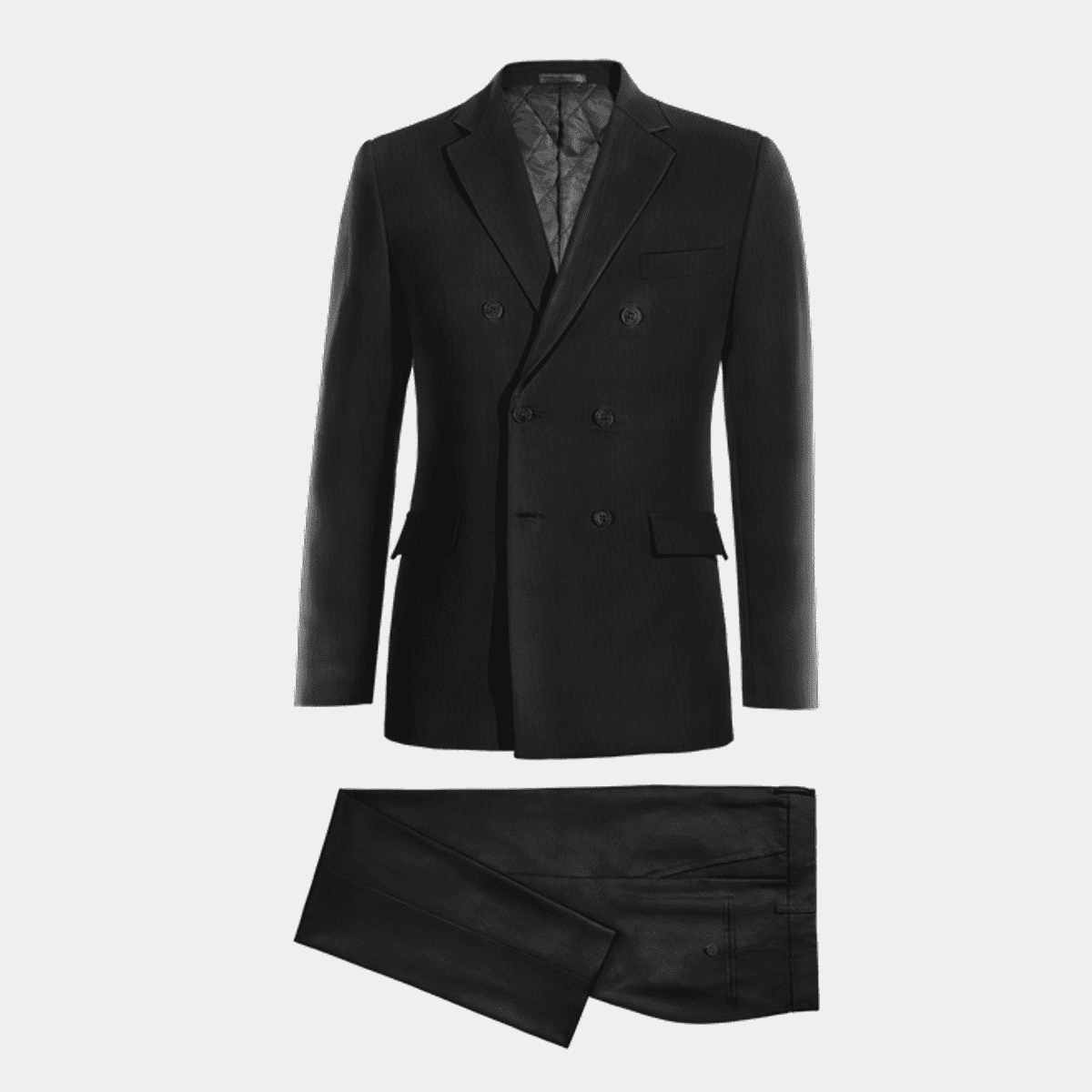 Black Bean Wool Blends double breasted Suit | Hockerty
