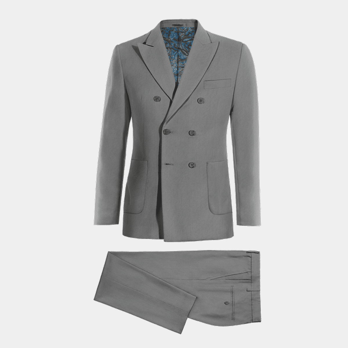 Grey double-breasted wide lapel Suit