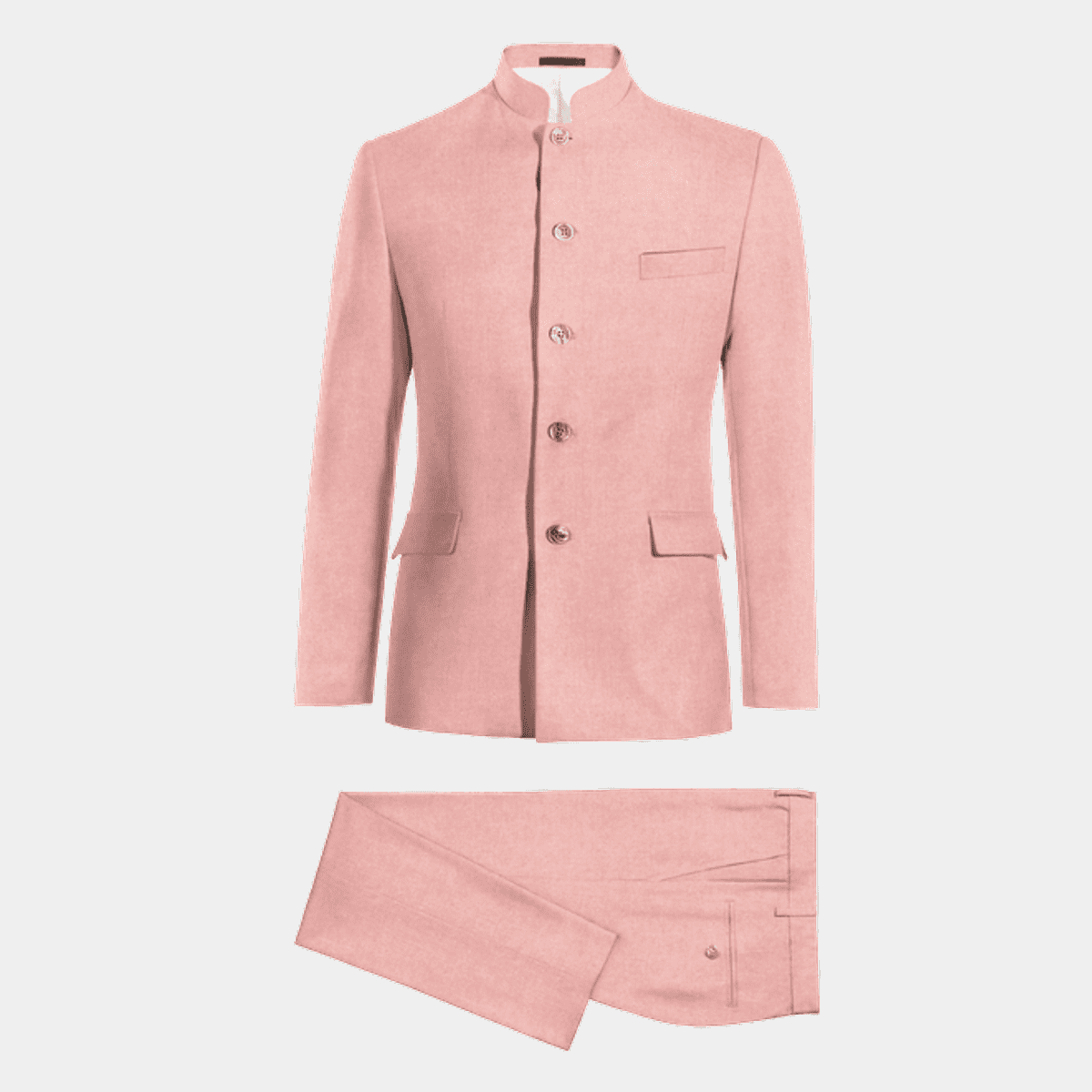 Pink herringbone Tweed chinese collar Suit
