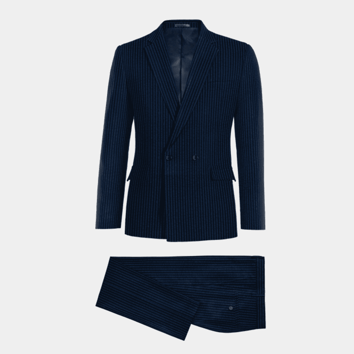 Navy blue lightweight seersucker double-breasted Suit