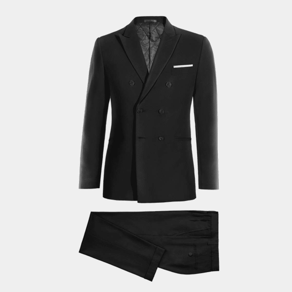 Black super 100s Pure wool double breasted Suit