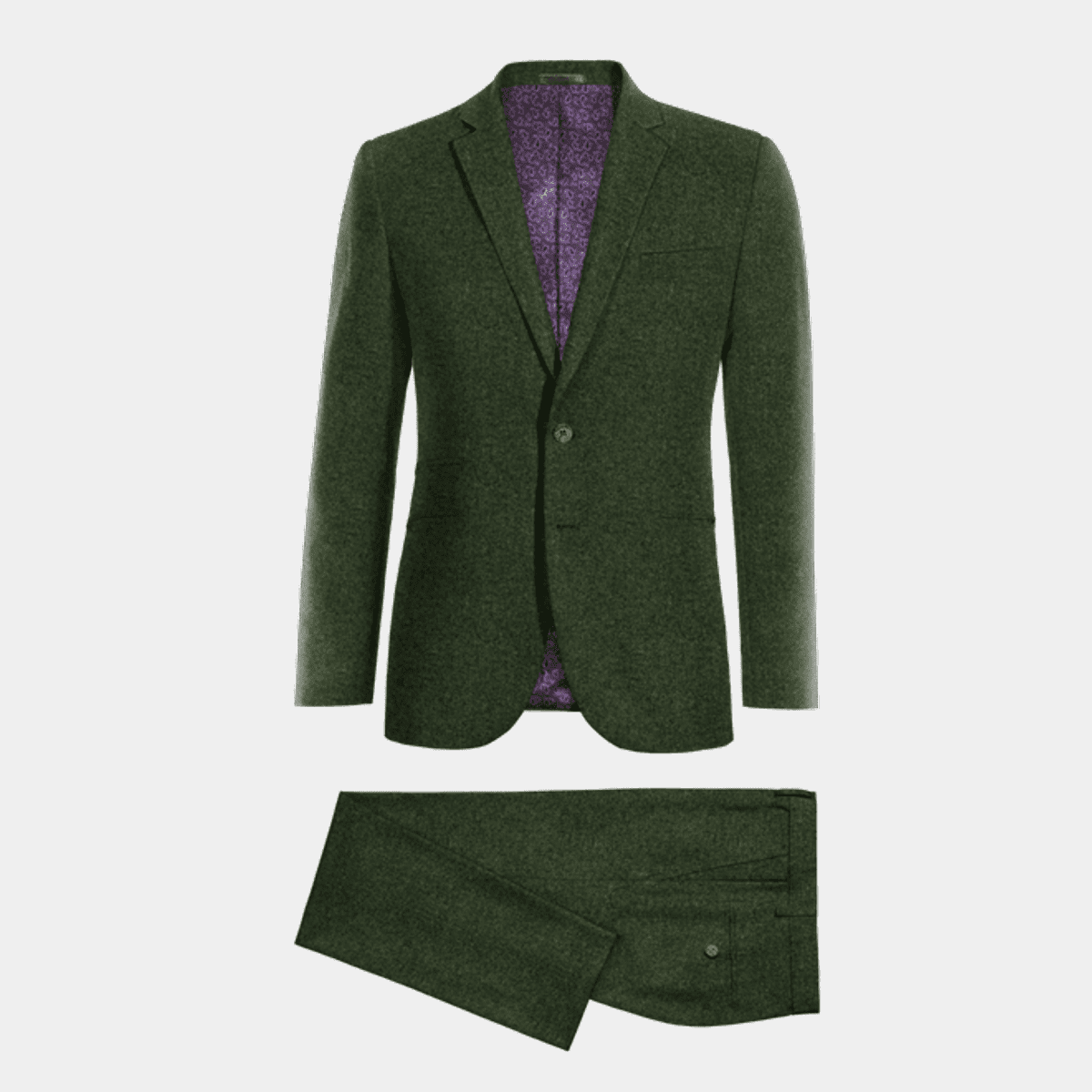 green herringbone tweed suit