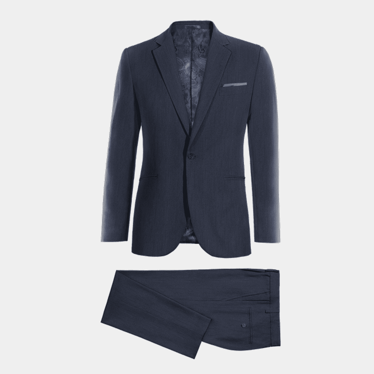 Navy blue linen slim fit one button Suit