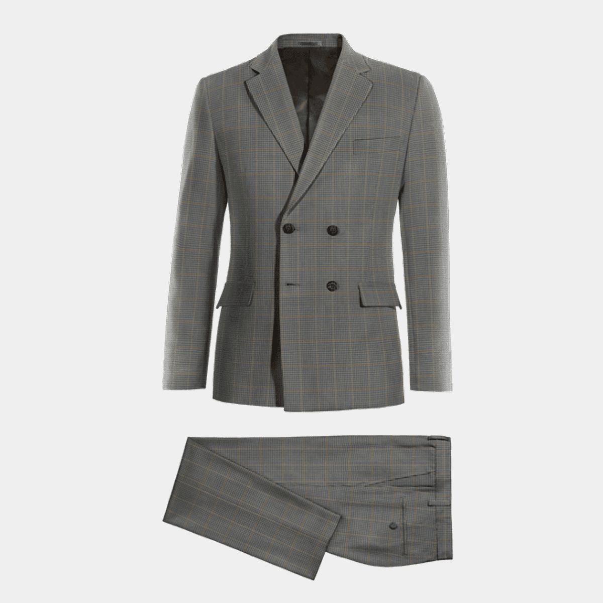 Mens grey 2024 double breasted suit