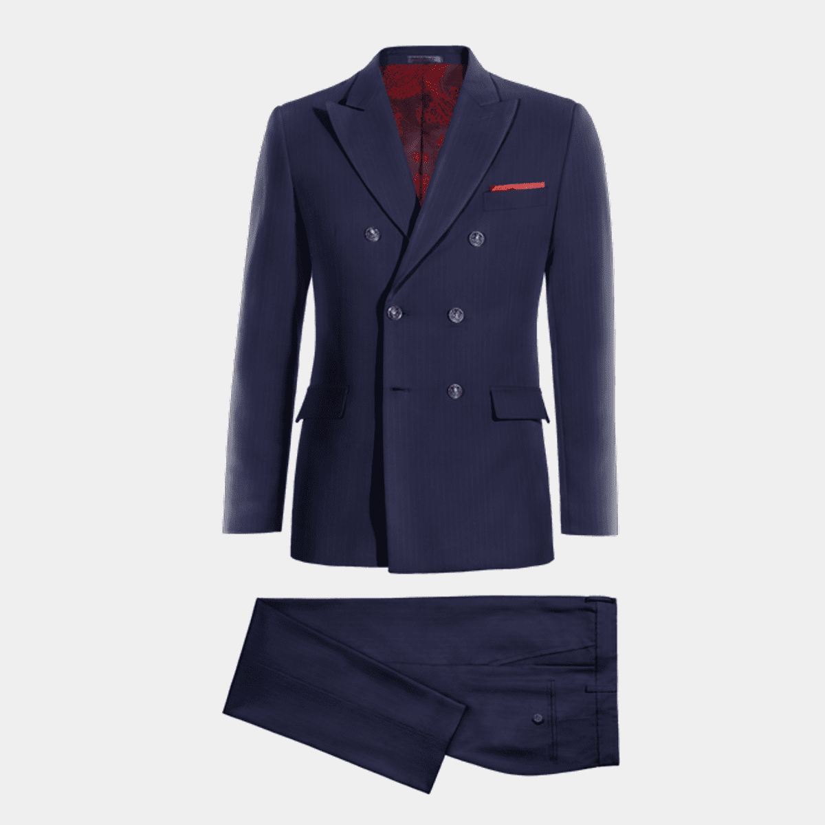 Navy blue pinstripe stretch double breasted Suit