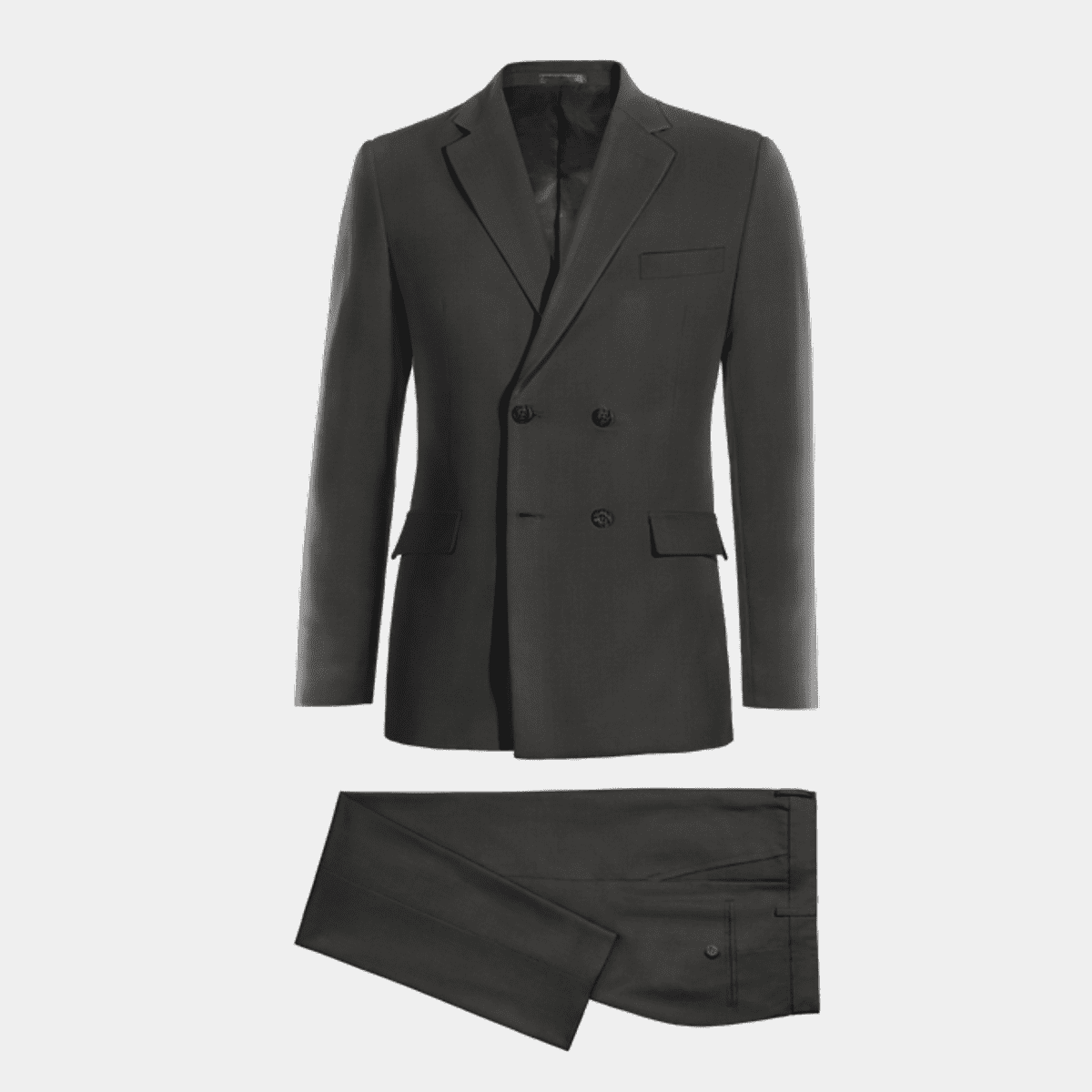 Double Breasted Charcoal Pinstripe Wool Suit For Formal Groom And Business