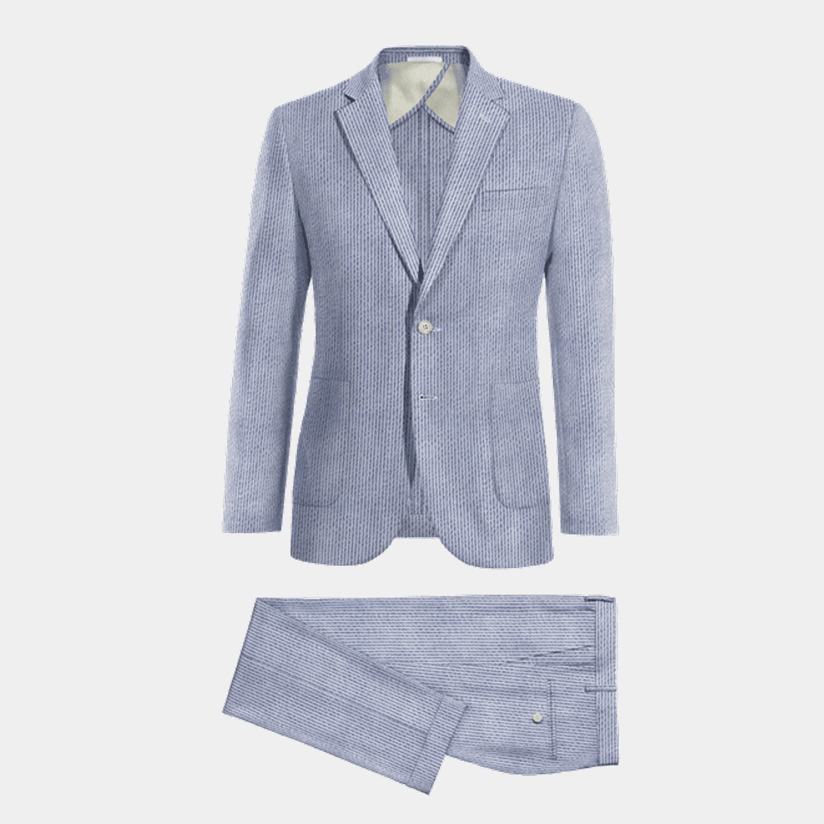 Faded blue lightweight seersucker essential unlined Suit