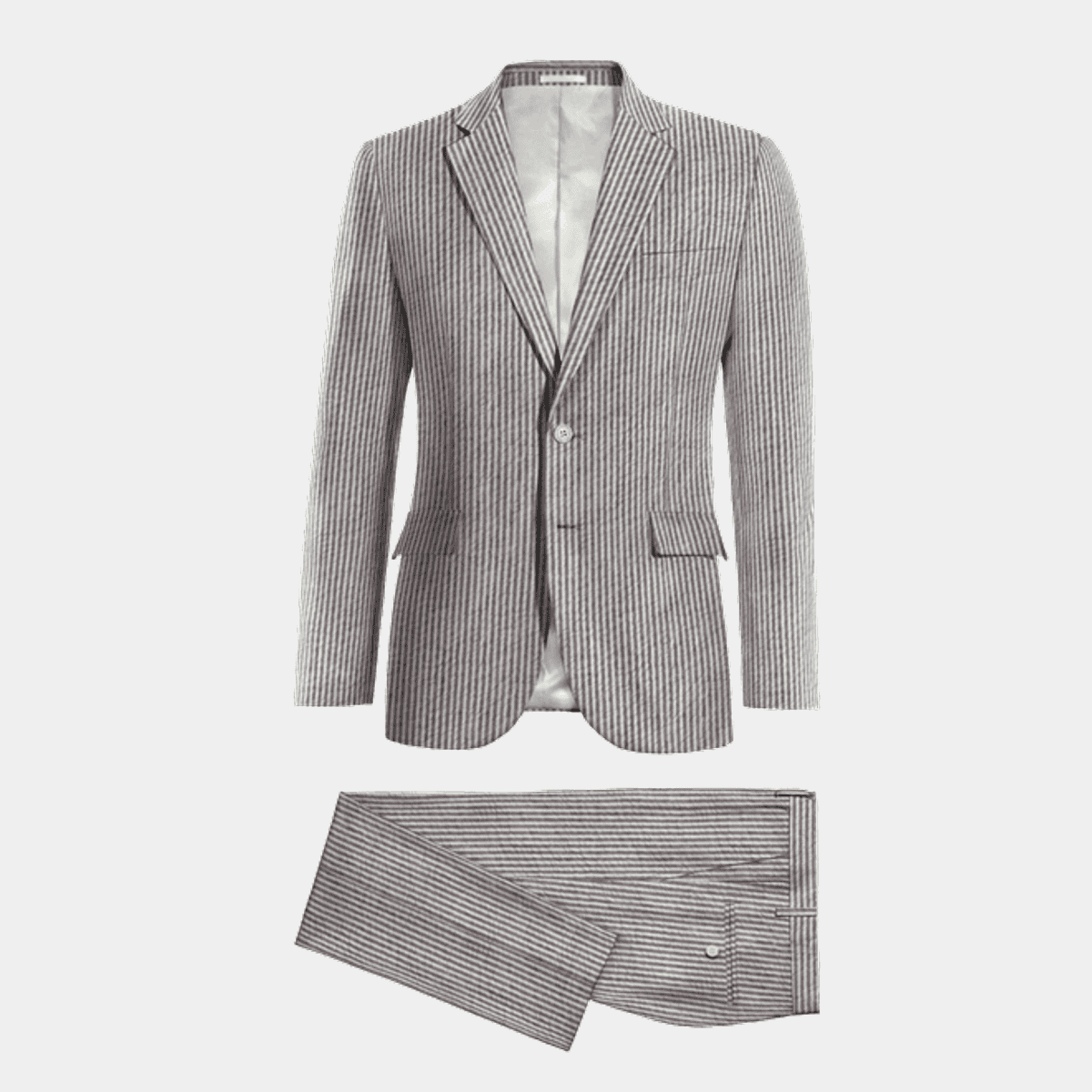 【関税&送料込】Off-White Single-Breasted Grey Pinstripe Jac Light gray lightweight seersucker Suit