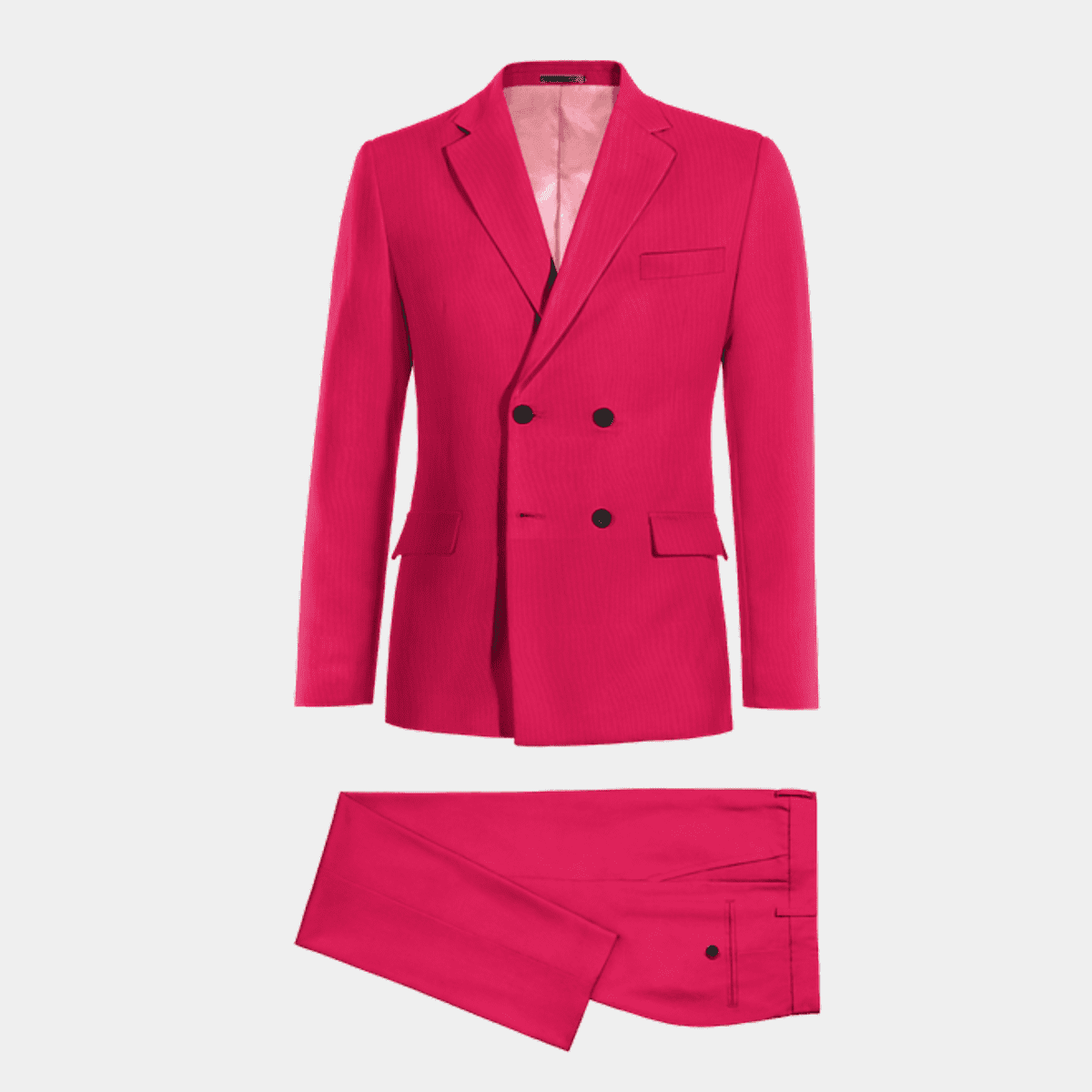 Fuchsia lightweight linen-cotton double breasted Suit