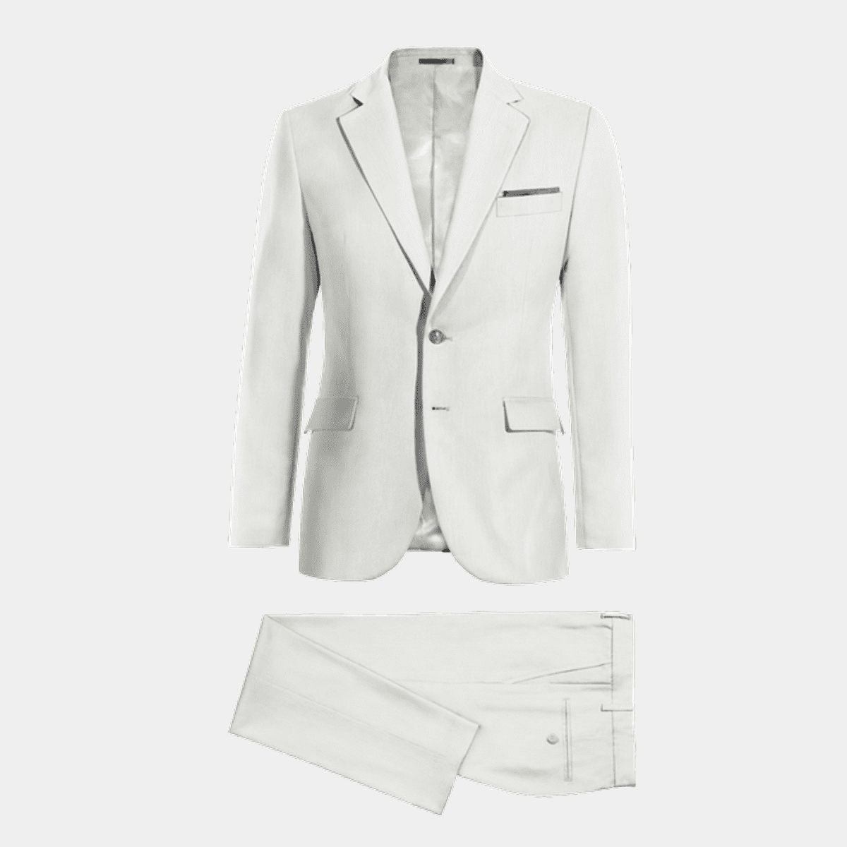 Ivory herringbone Linen wide lapel Suit