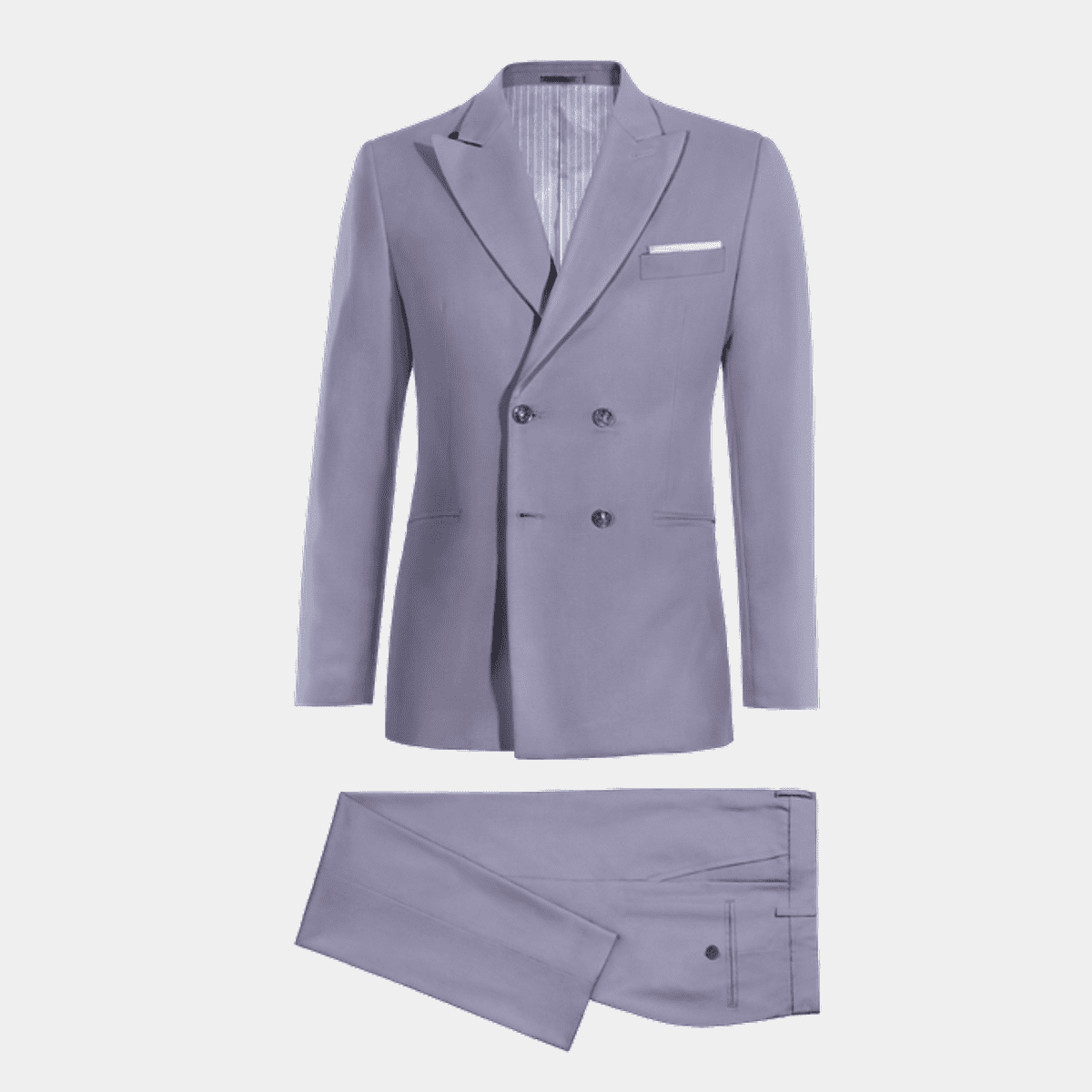 Dusty blue stretch double breasted Suit