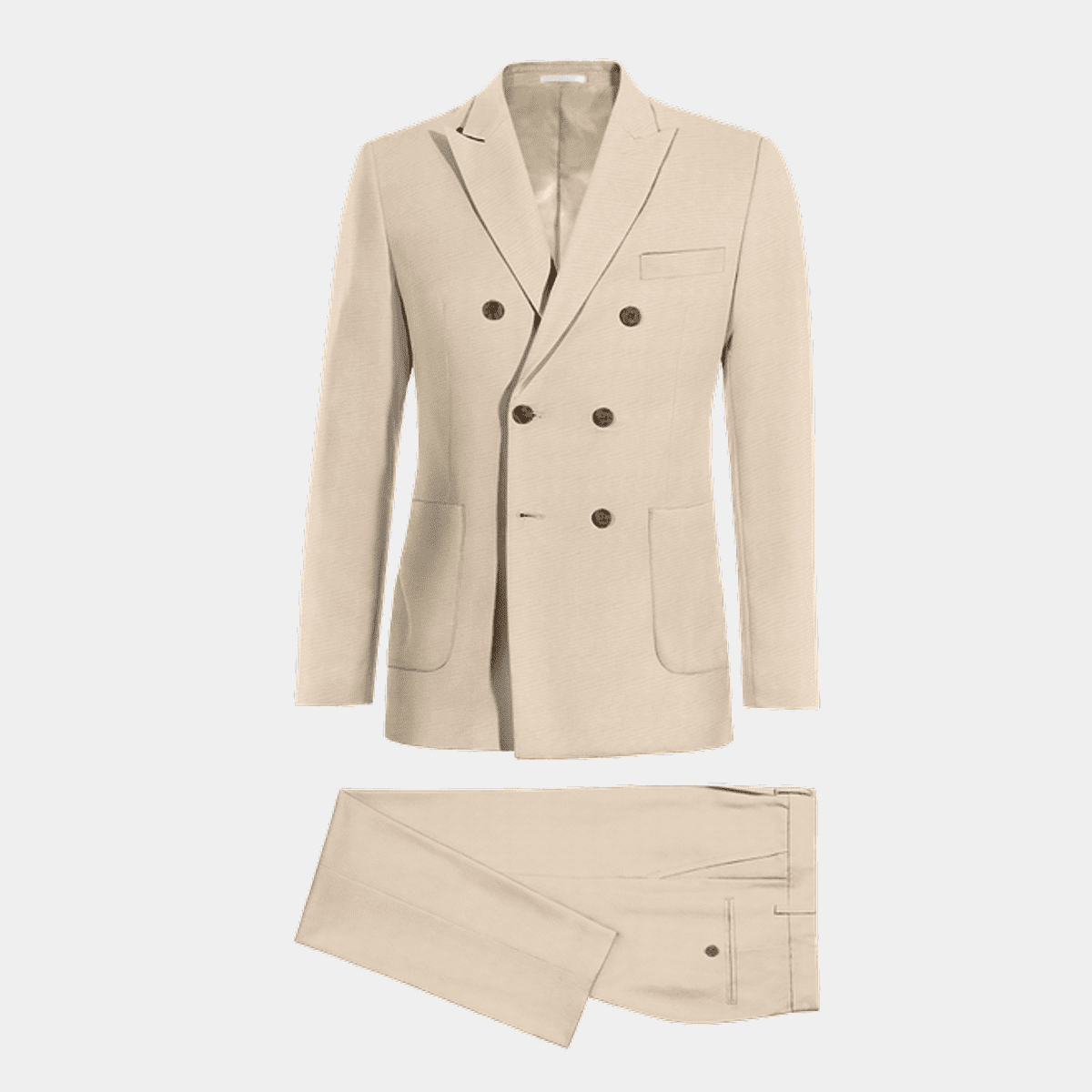 Beige six buttons double-breasted Suit