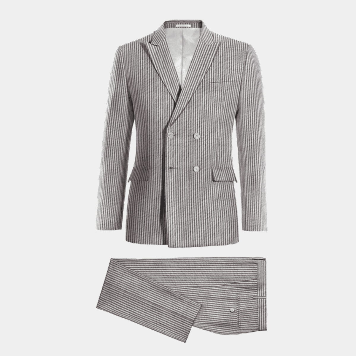 Grey Seersucker double-breasted Suit