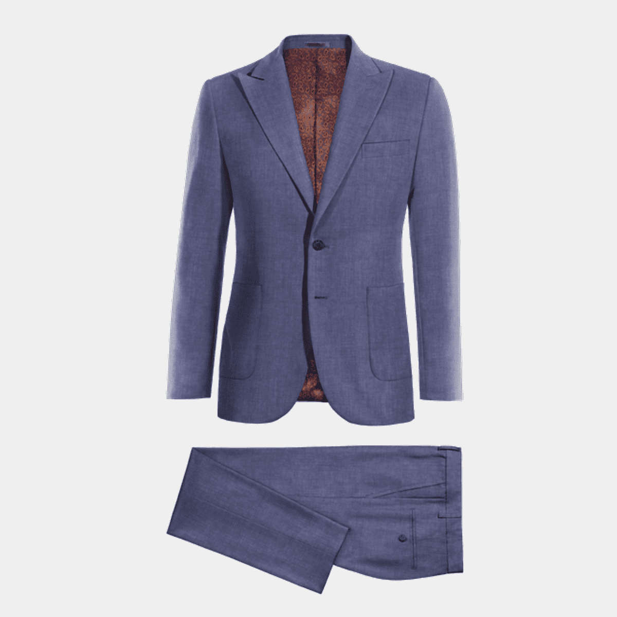 Casual Blue Linen Suit