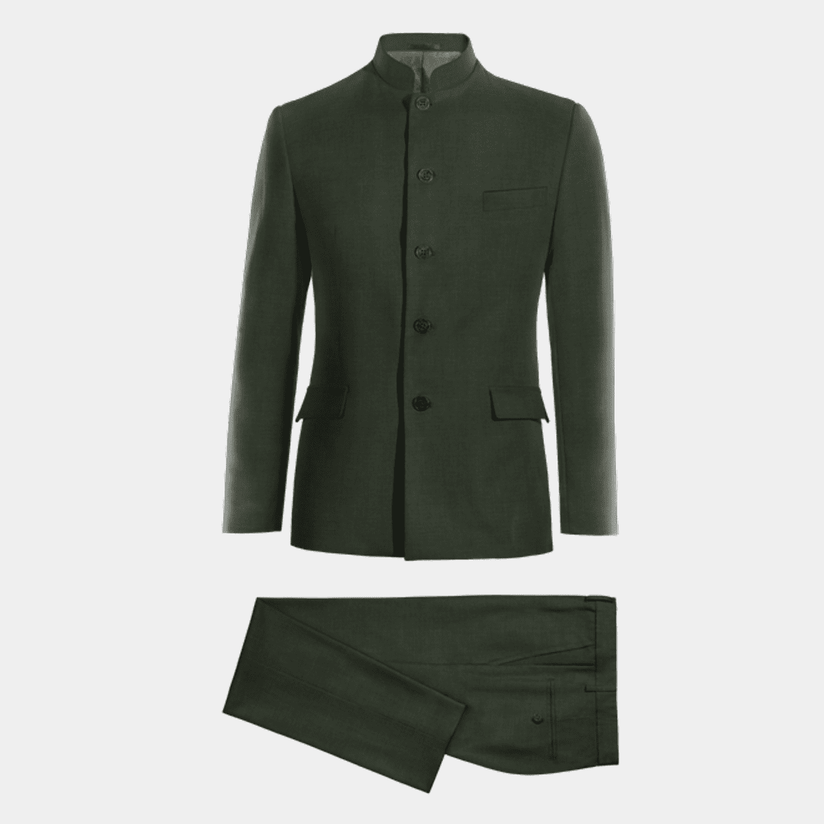 Forest green stretch chinese collar Suit